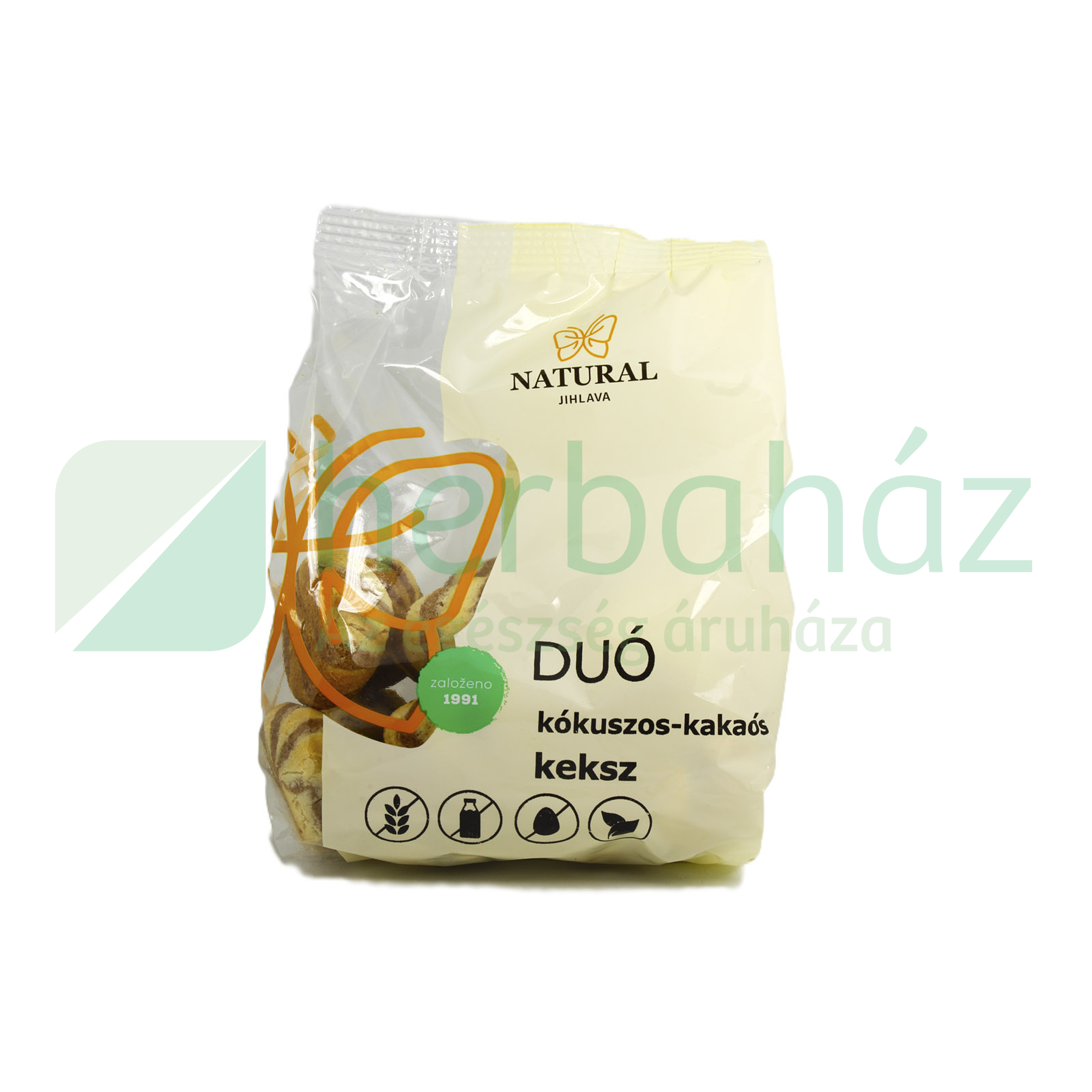 GLUTÉNMENTES NATURAL DUÓ KEKSZ KÓKUSZOS-KAKAÓS 150G