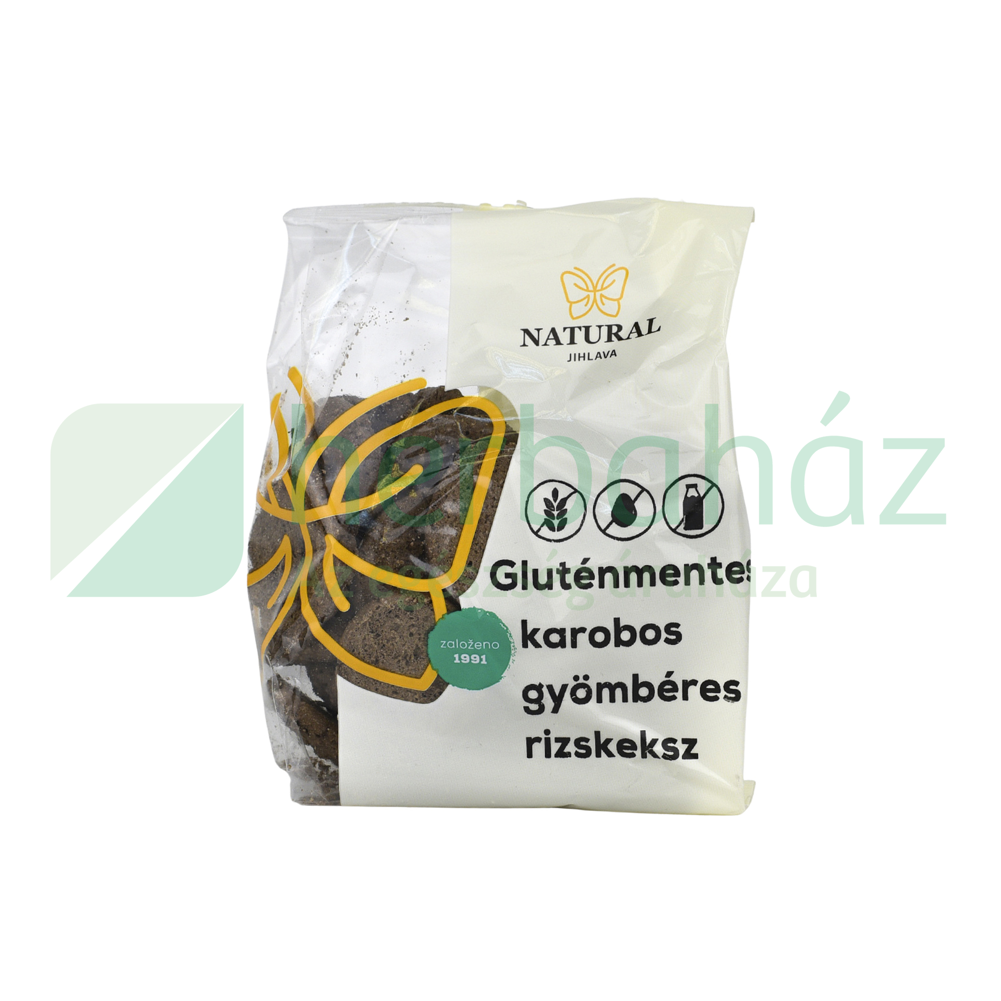 GLUTÉNMENTES NATURAL RIZSKEKSZ KAROBOS- GYÖMBÉRES 150G