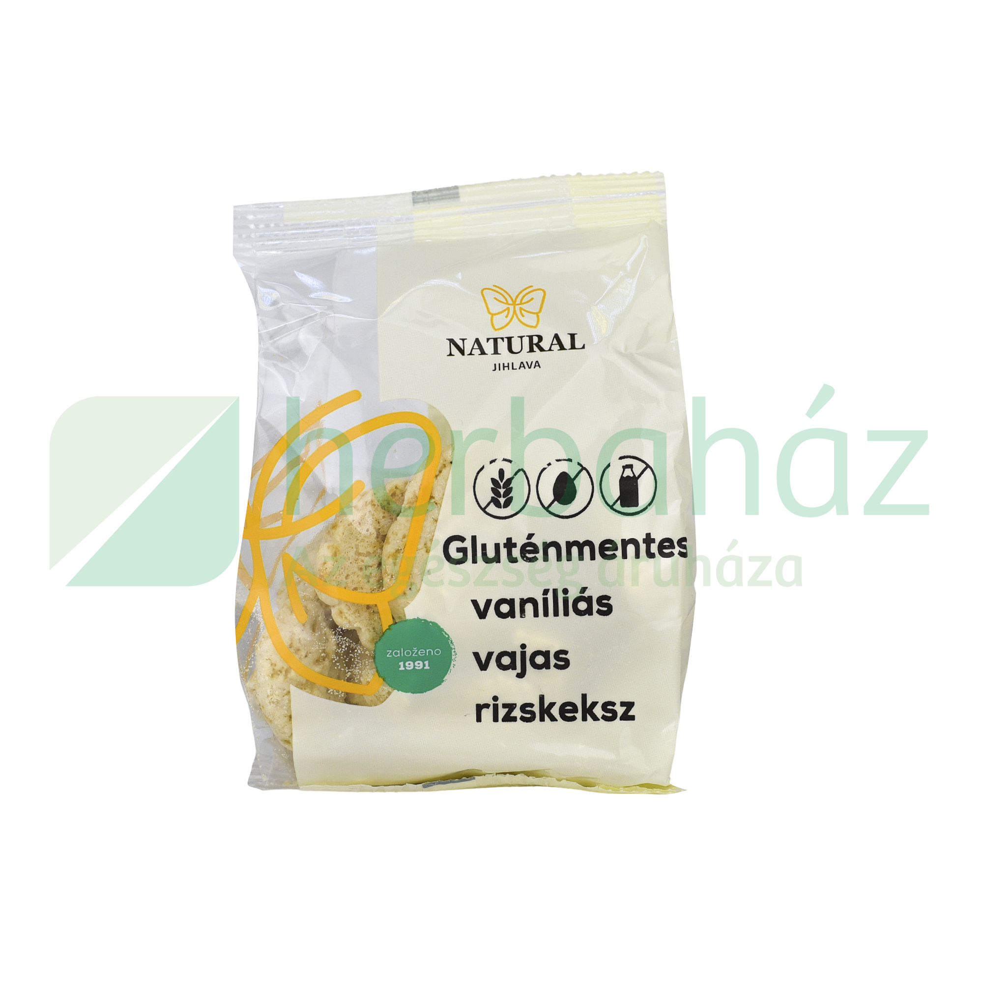 GLUTÉNMENTES NATURAL RIZSKEKSZ  VANÍLIÁS VAJAS 100G