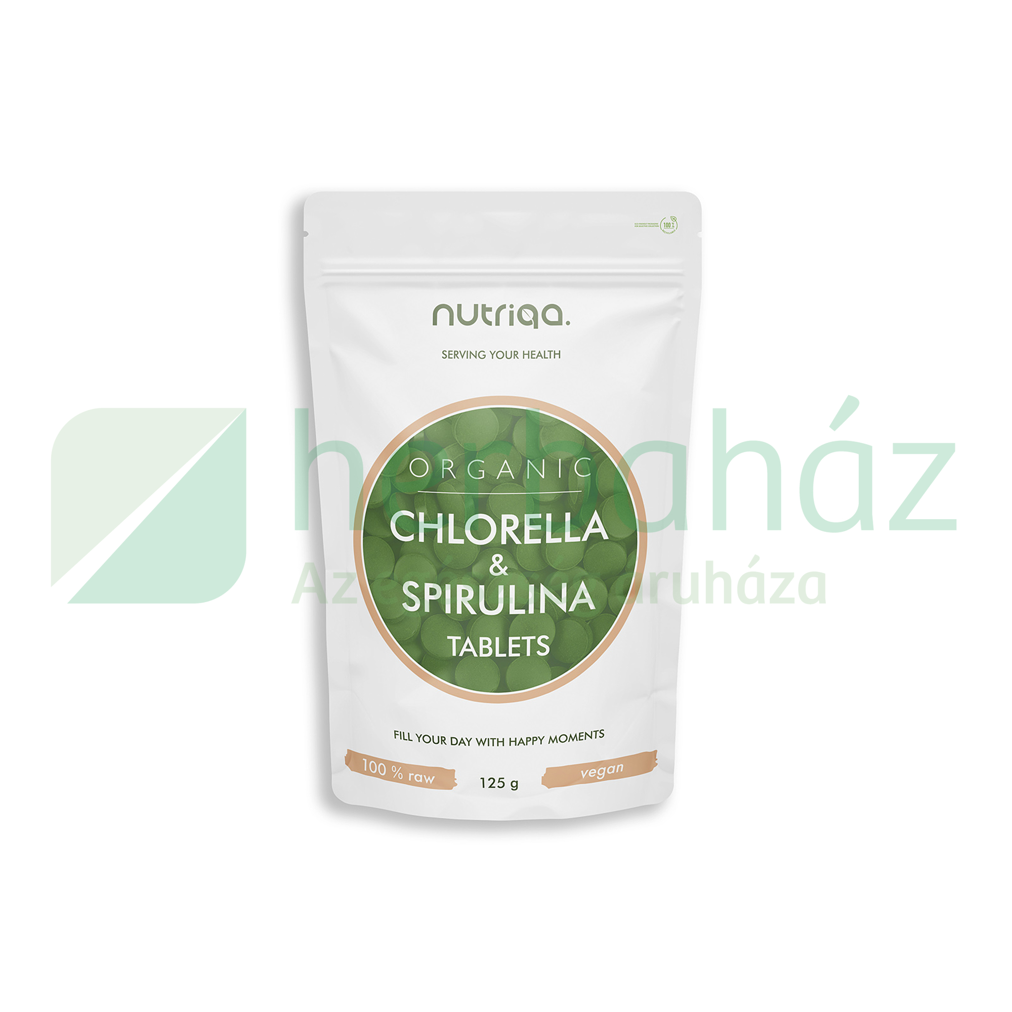 BIO NUTRIQA ORGANIC VEGAN CHLORELLA ÉS SPIRULINA TABLETTA 125G