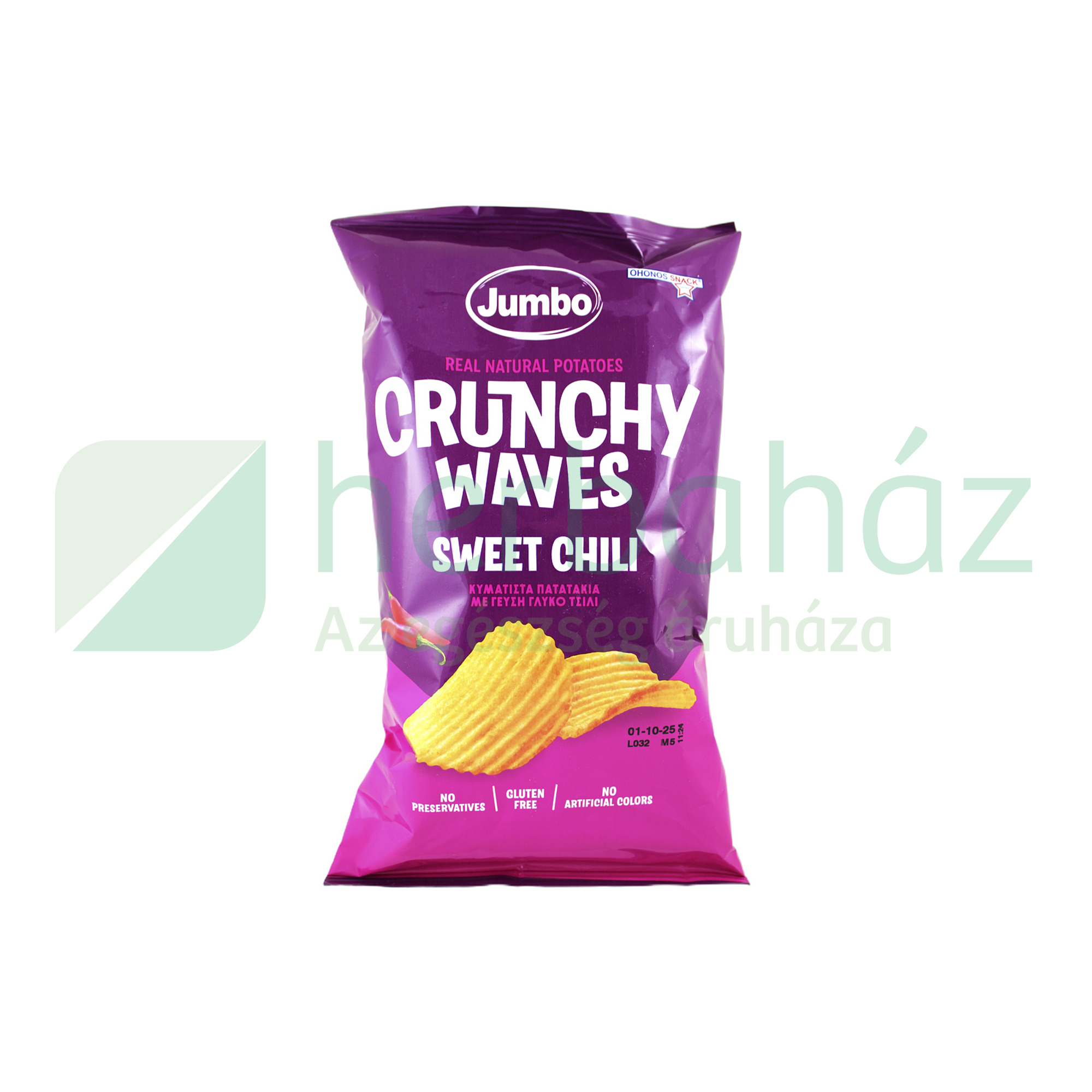 GLUTÉNMENTES OHONOS JUMBO SNACK  CRUNCHY HULLÁMOS CHIPS ÉDES CHILI 90G