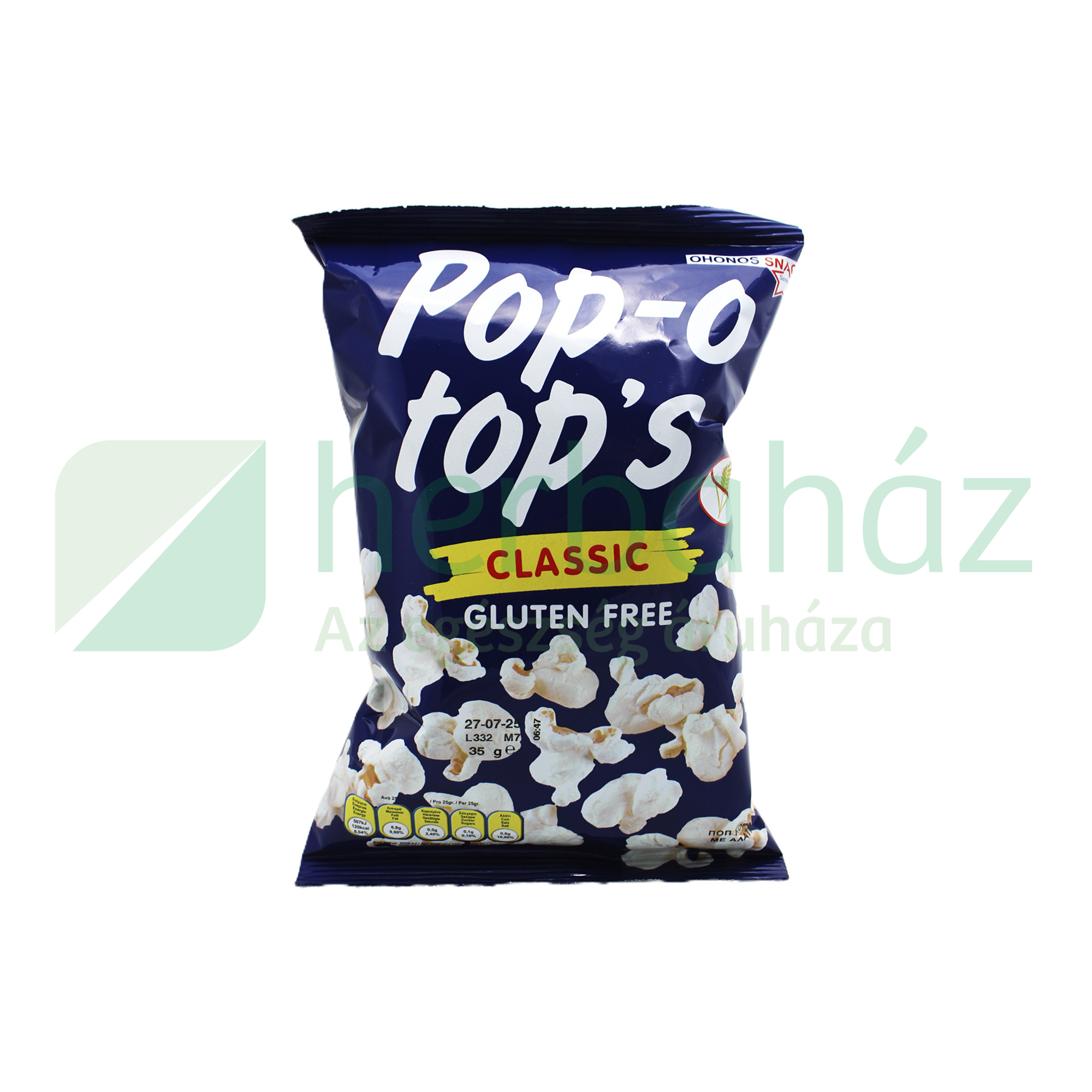 GLUTÉNMENTES OHONOS SNACK POP-O-TOP CLASSIC POPCORN 35G