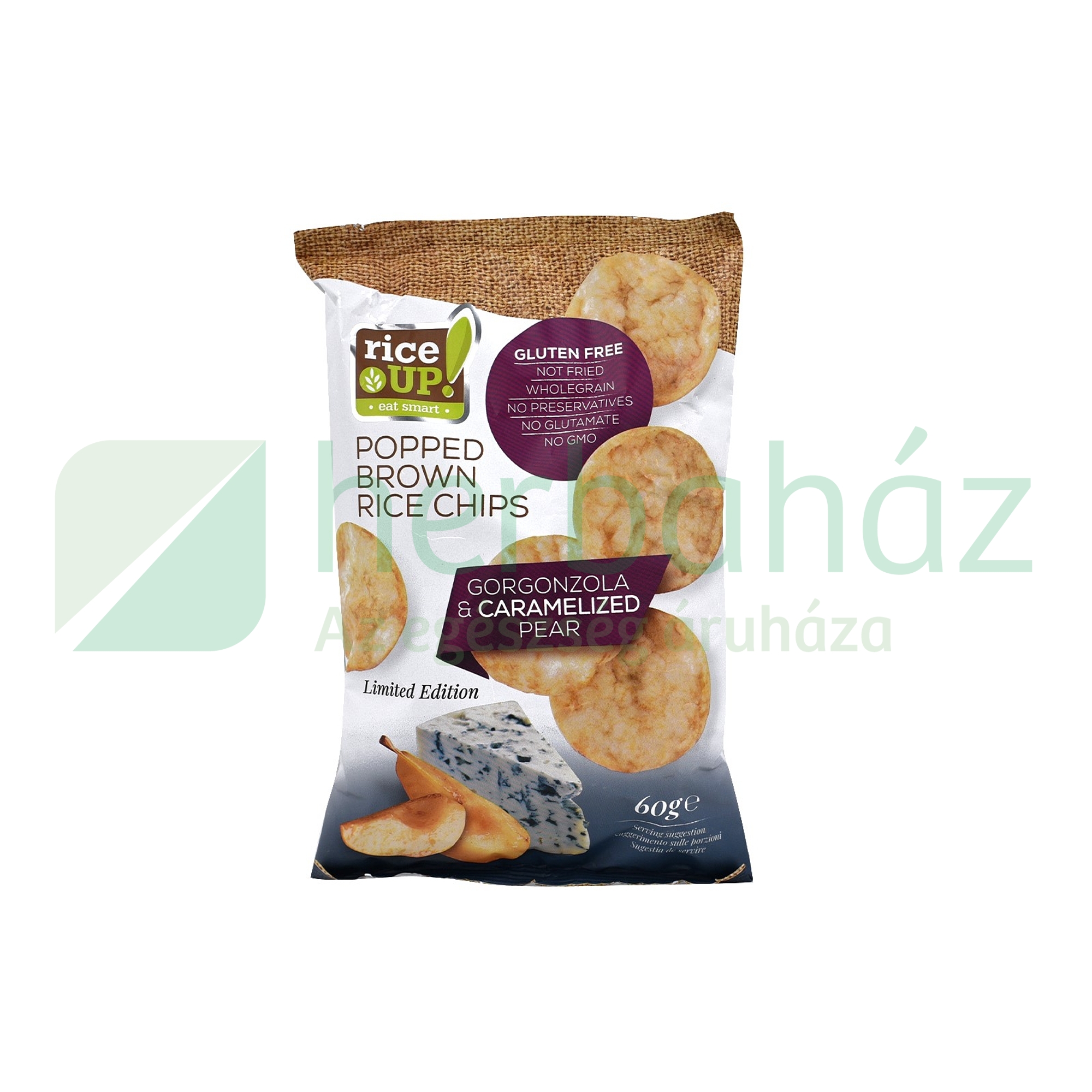 GLUTÉNMENTES RICE UP CHIPS GORGONZOLA SAJTOS ÍZŰ 60G