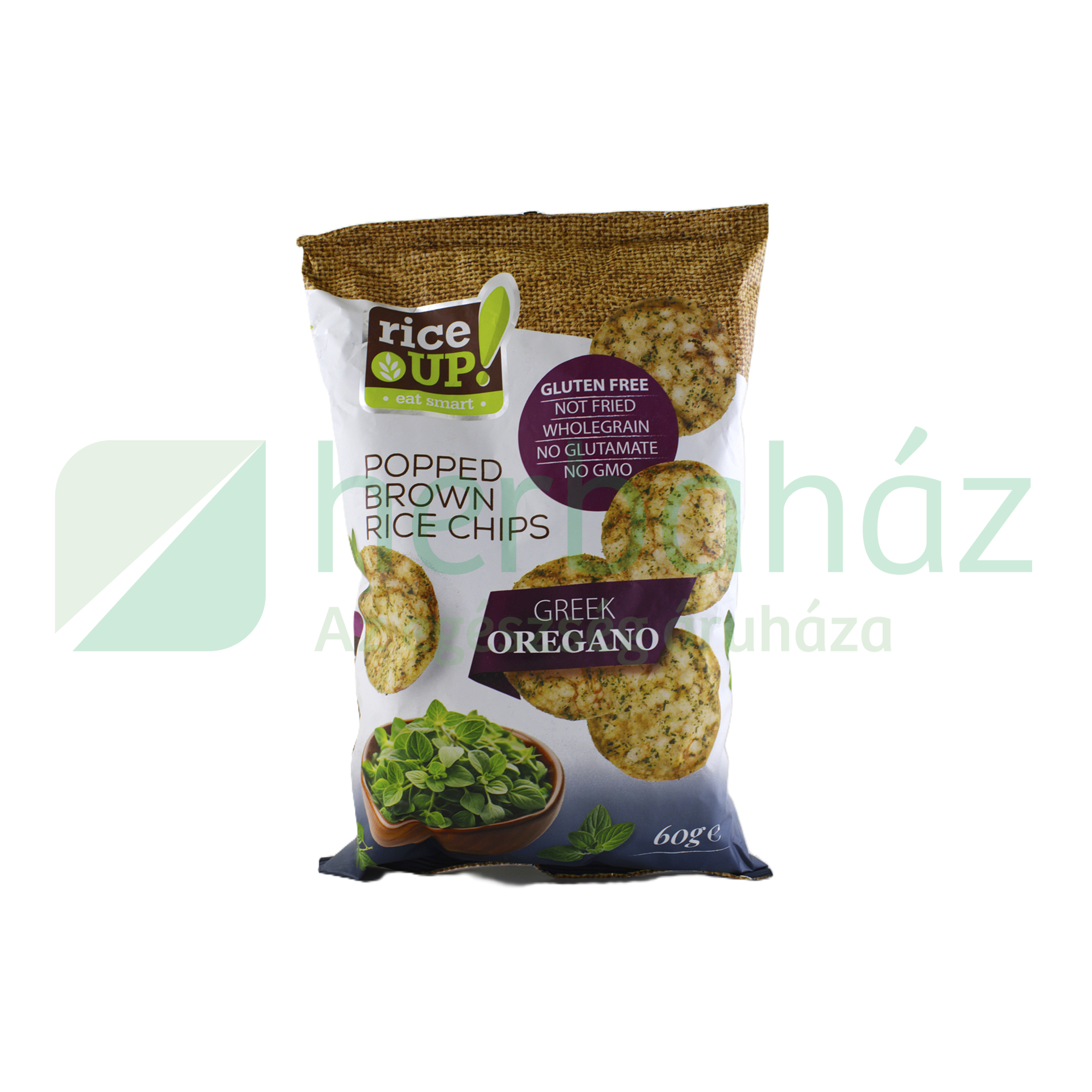 GLUTÉNMENTES RICE UP CHIPS GREEK OREGANO ÍZŰ 60G