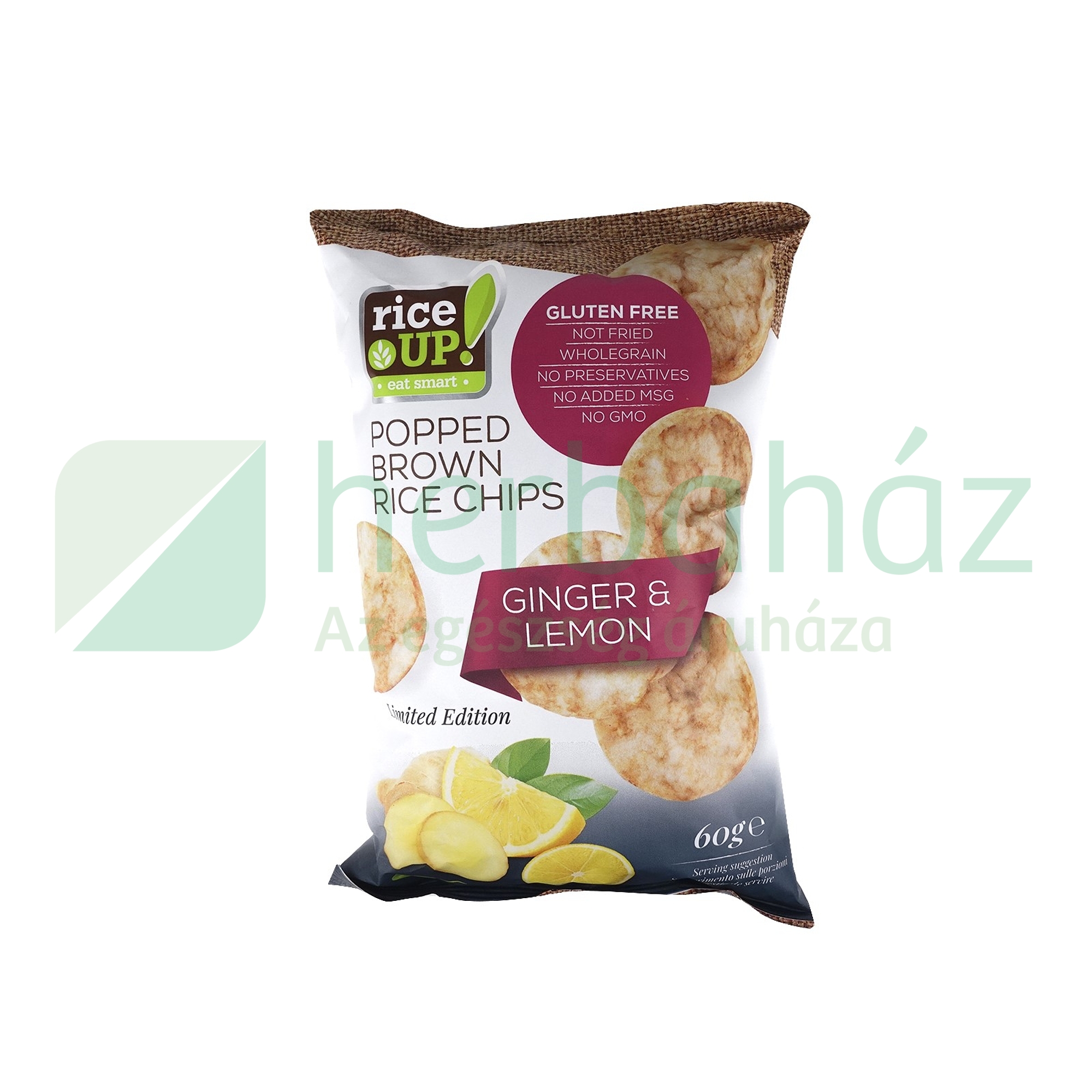 GLUTÉNMENTES RICE UP CHIPS GYÖMBÉR-CITROM ÍZŰ 60G