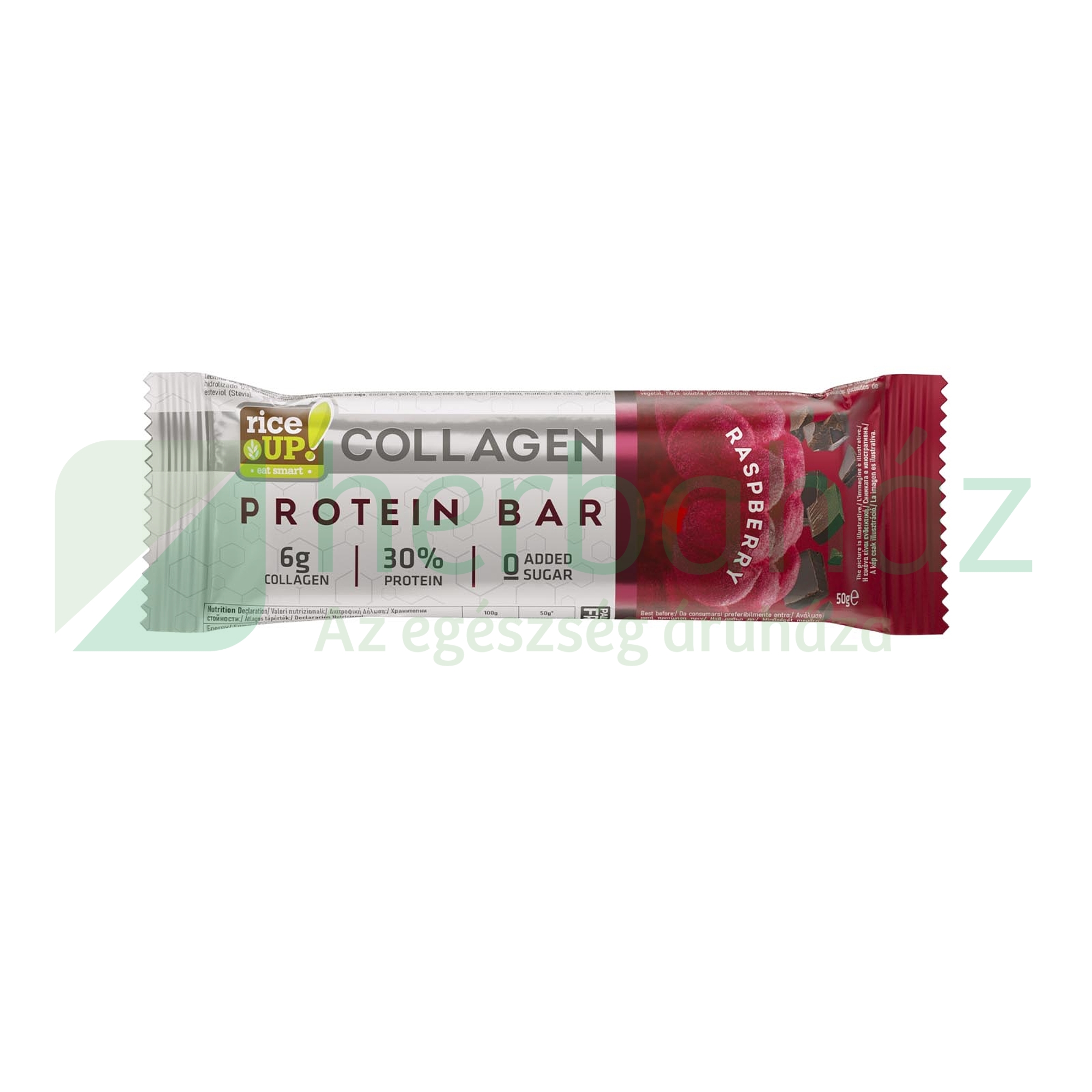 GLUTÉNMENTES RICE UP FEHÉRJESZELET KOLLAGÉNNEL MÁLNA ÍZŰ HCN 50G
