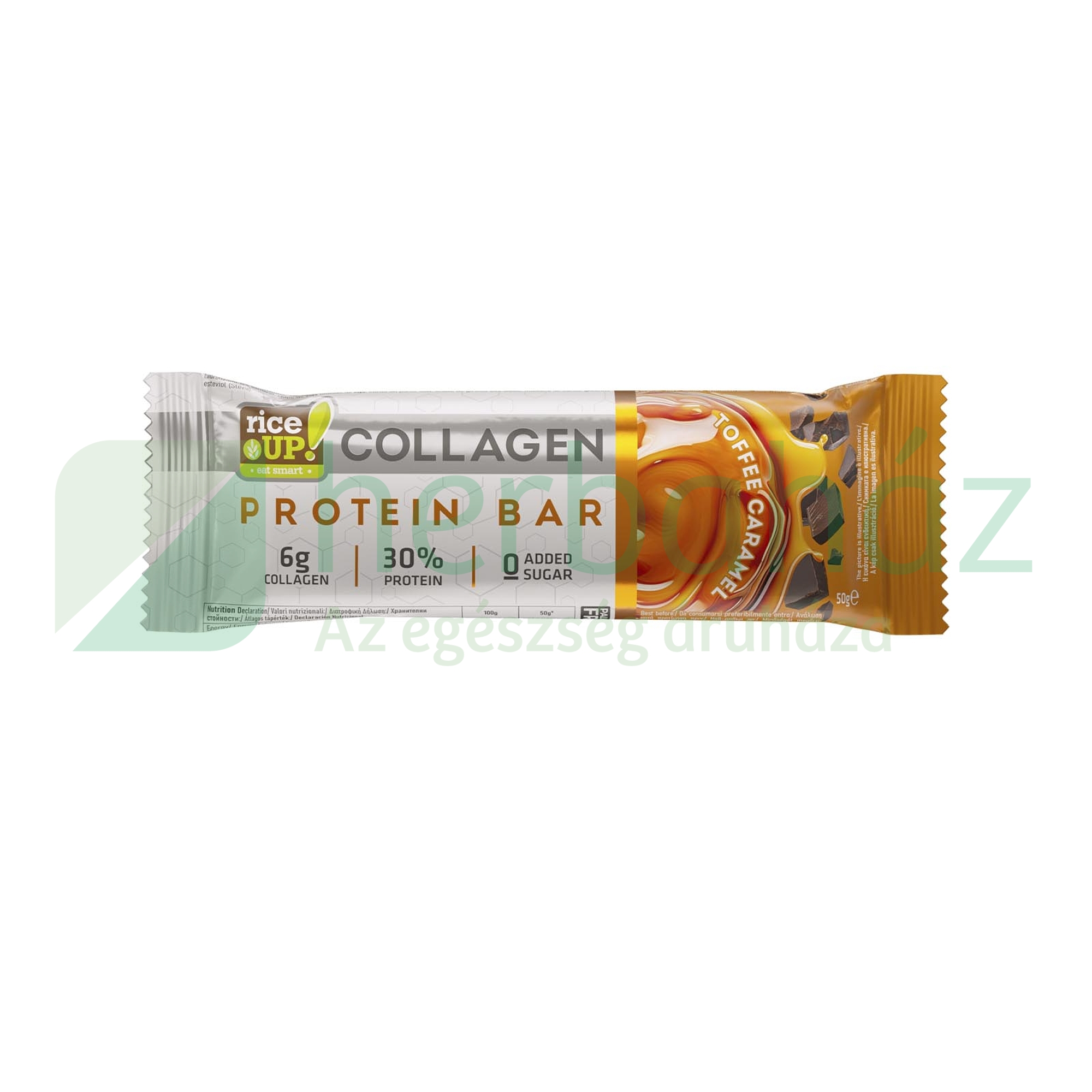 GLUTÉNMENTES RICE UP FEHÉRJESZELET KOLLAGÉNNEL TOFFEE CARAMELL ÍZŰ HCN 50G