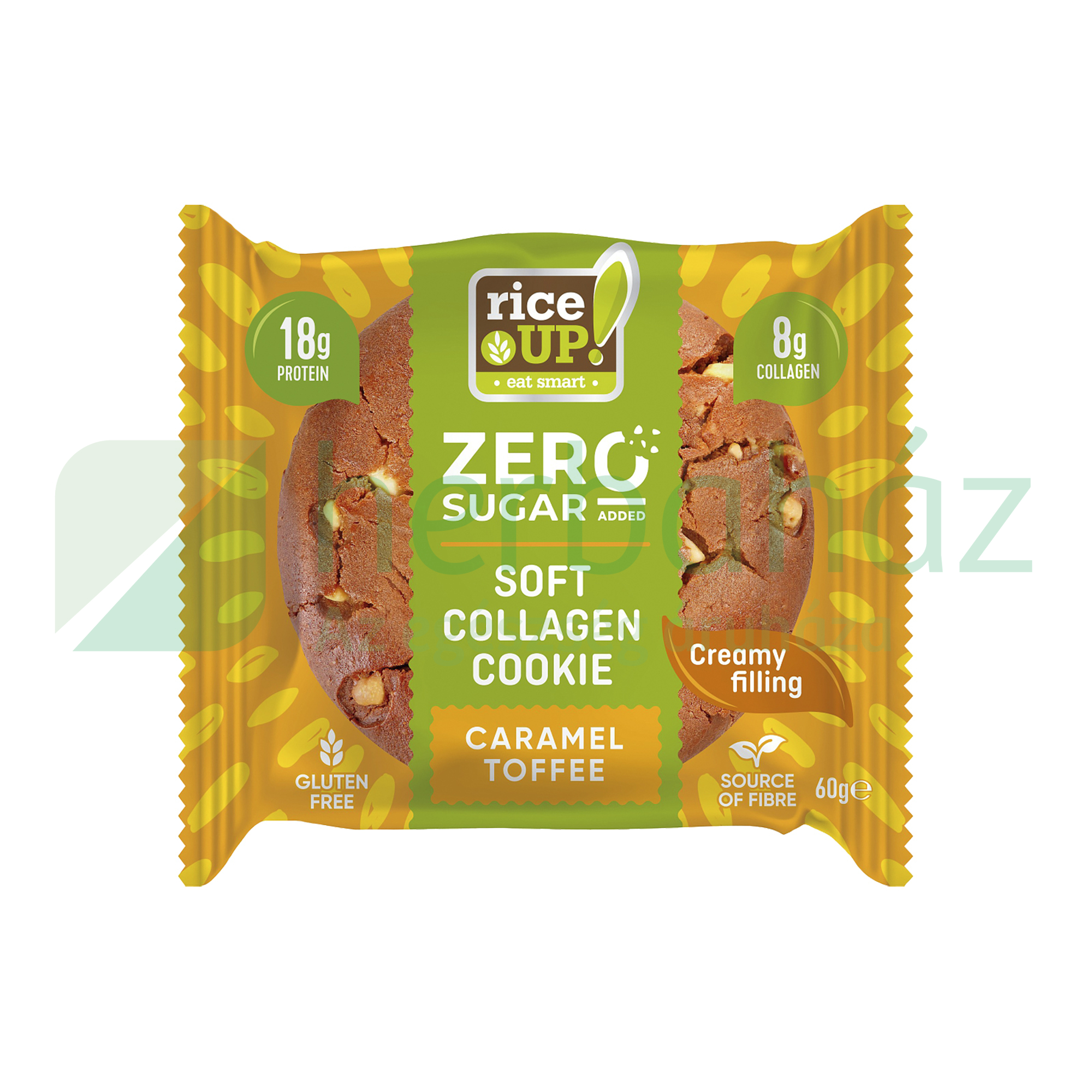 GLUTÉNMENTES RICE UP KOLLAGÉNES FEHÉRJE KEKSZ KARAMELL ÍZŰ HCN 60G