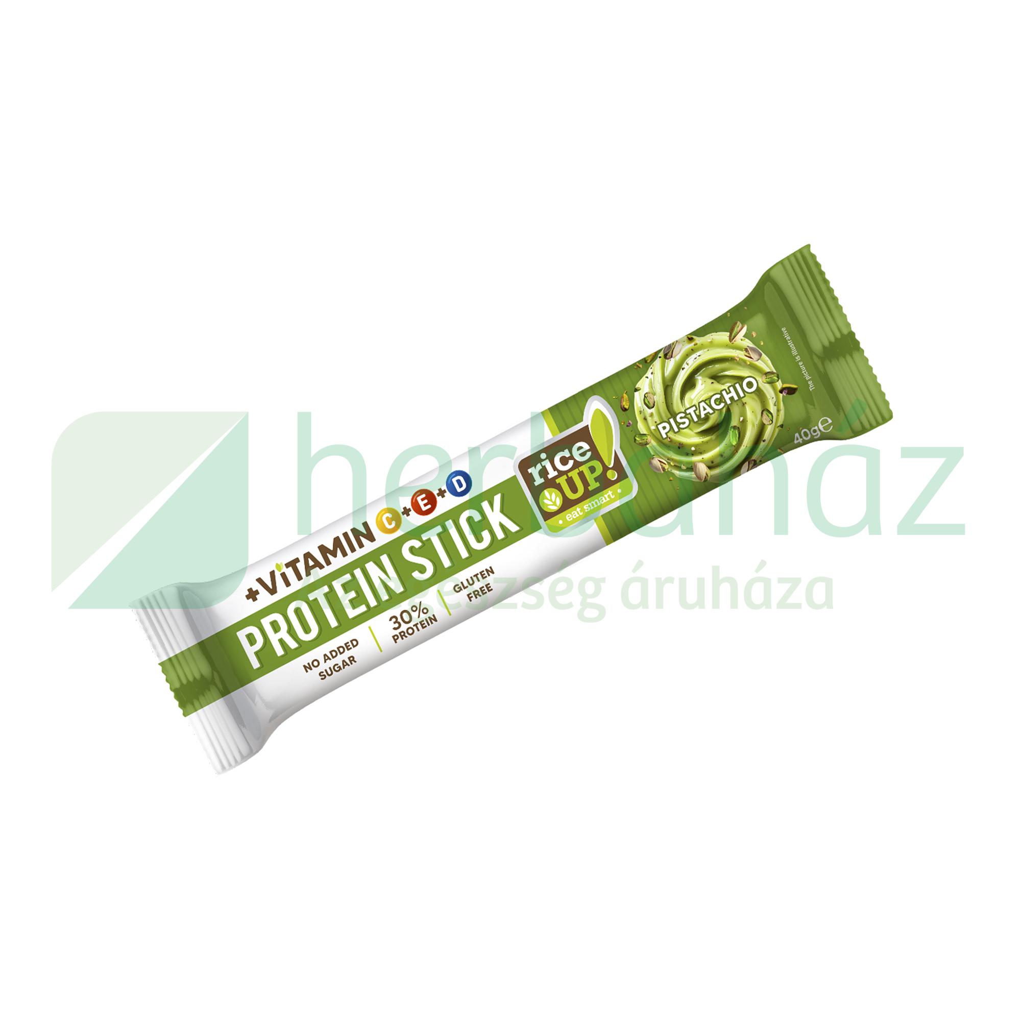 GLUTÉNMENTES RICE UP STICK FEHÉRJESZELET VITAMINOKKAL PISZTÁCIÁS ÍZŰ HCN 40G
