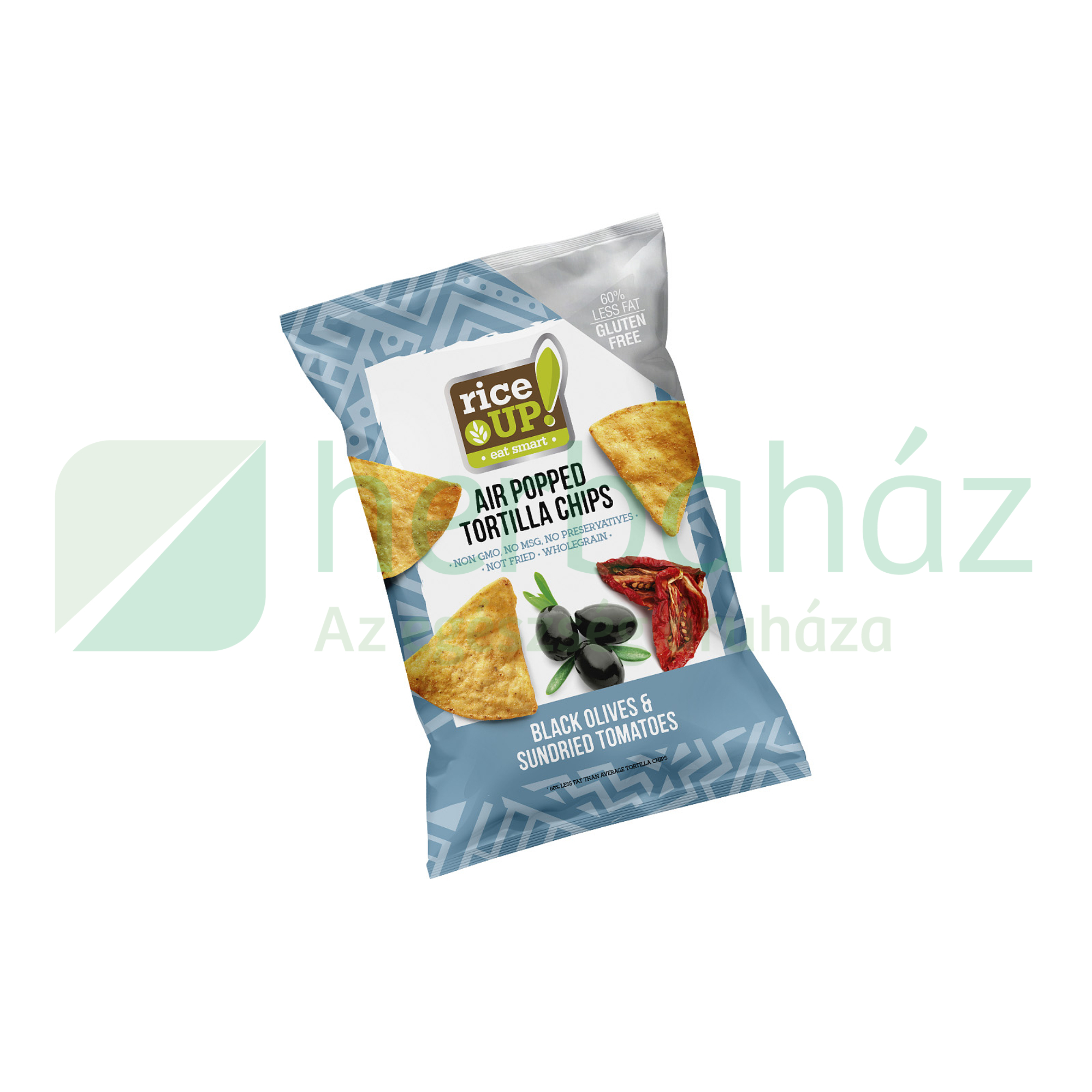 GLUTÉNMENTES RICE UP TORTILLA CHIPS FEKETE OLIVABOGYÓ ÉS PARADICSOM ÍZŰ 60G