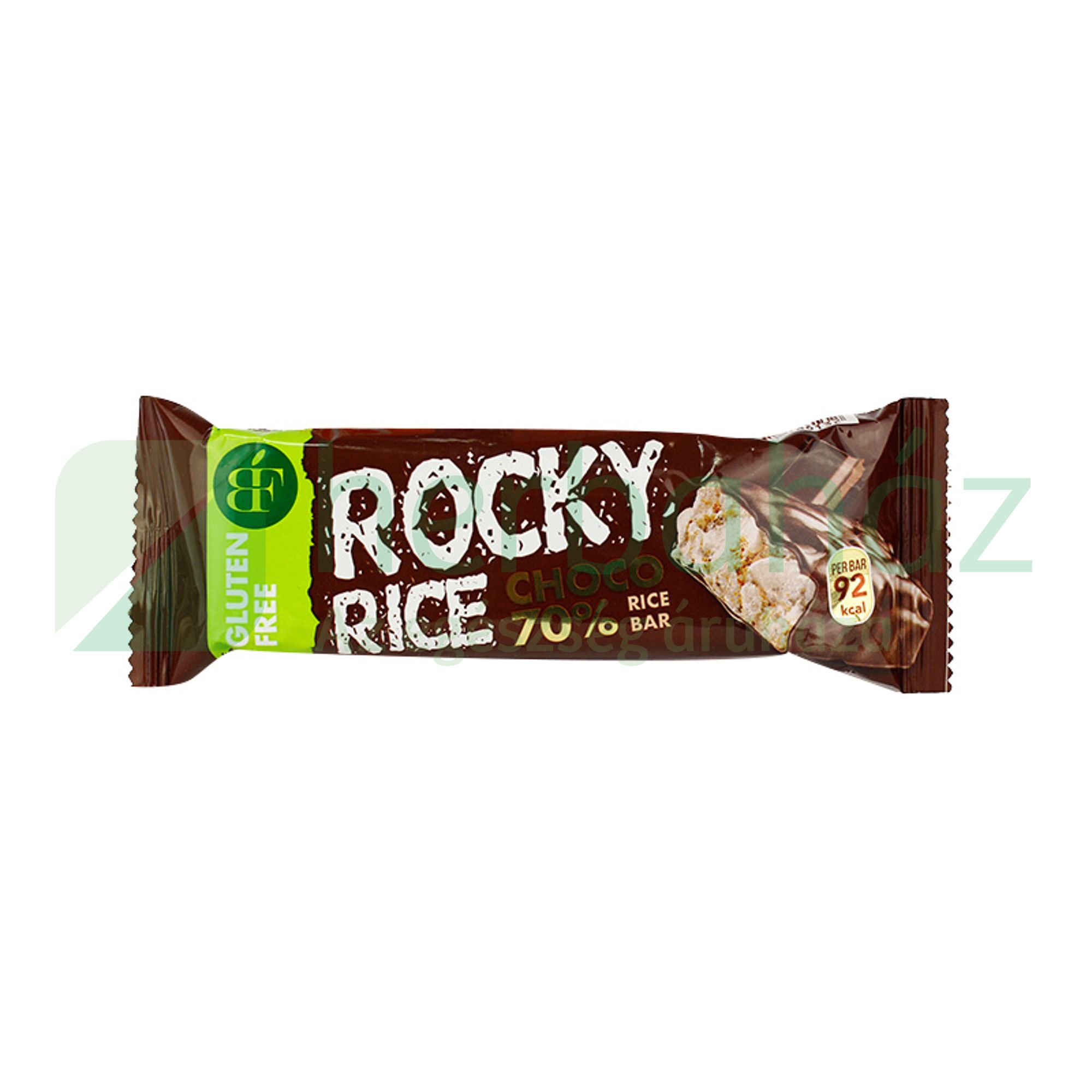 GLUTÉNMENTES ROCKY RICE 70% ÉTCSOKOLÁDÉVAL BEVONT PUFFASZTOTT RIZS SZELET 18G