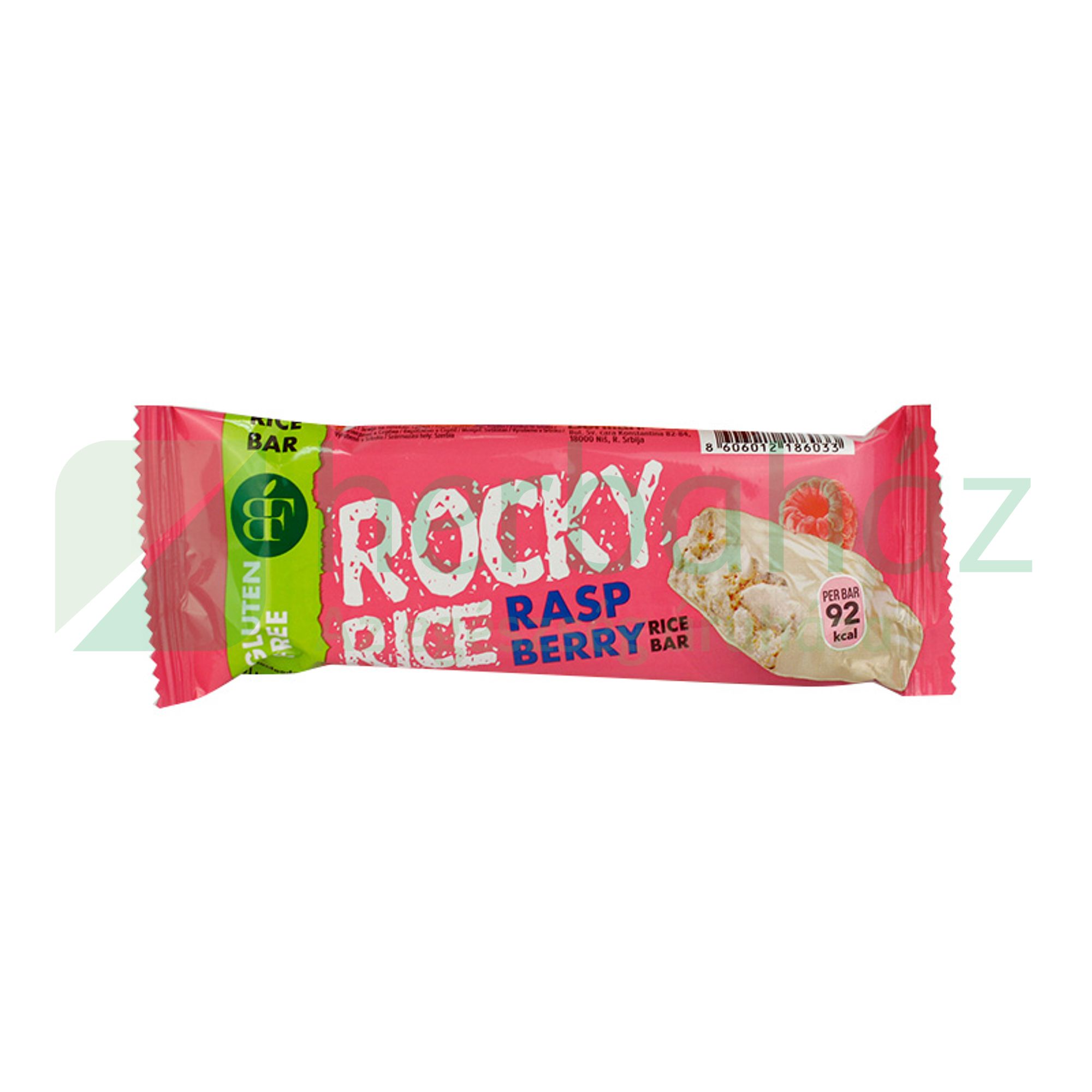 GLUTÉNMENTES ROCKY RICE FEHÉRCSOKOLÁDÉVAL BEVONT PUFFASZTOTT RIZS SZELET MÁLNA ÍZŰ 18G