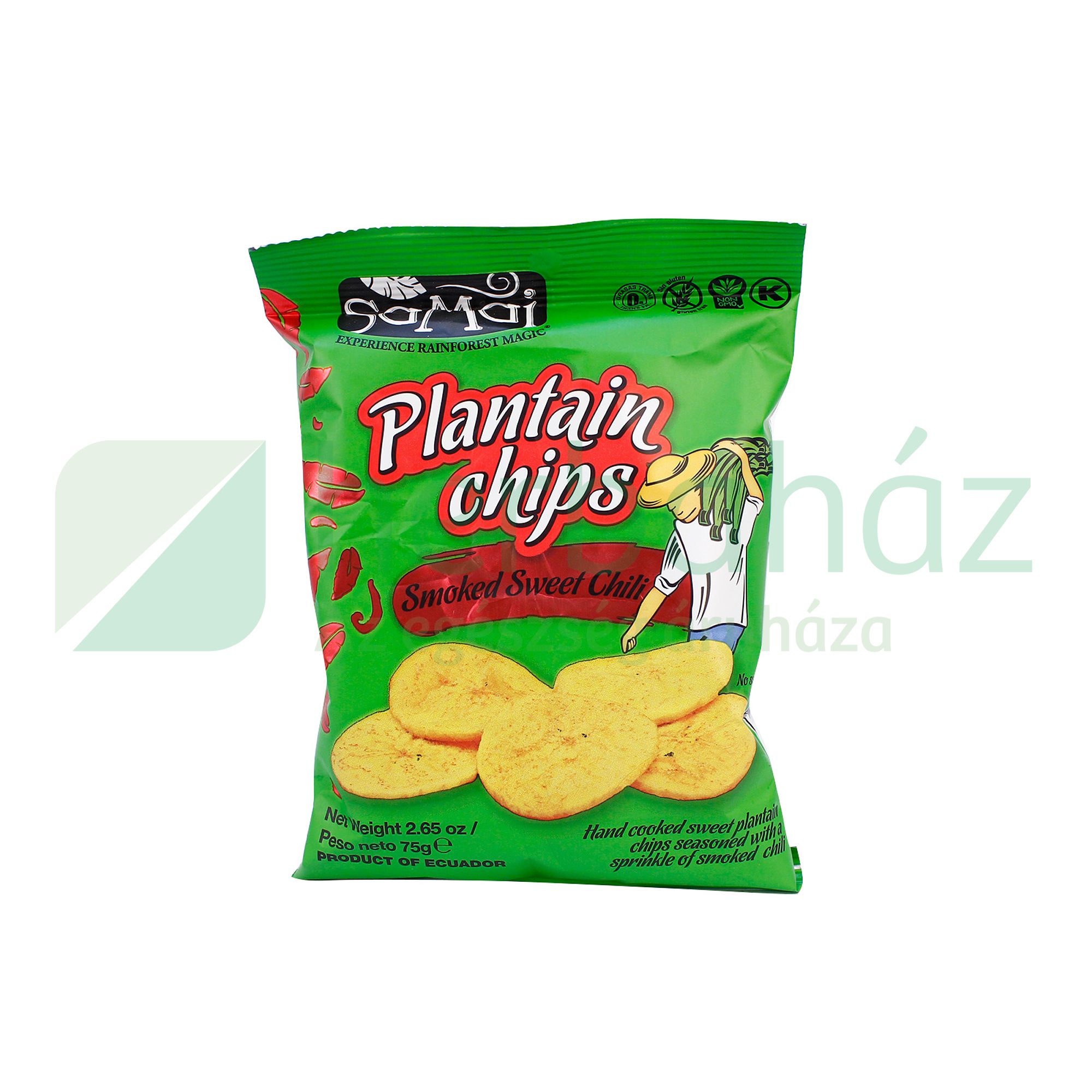 GLUTÉNMENTES SAMAI PLANTAIN (FŐZŐBANÁN) CHIPS ÉDES CHILI 75G