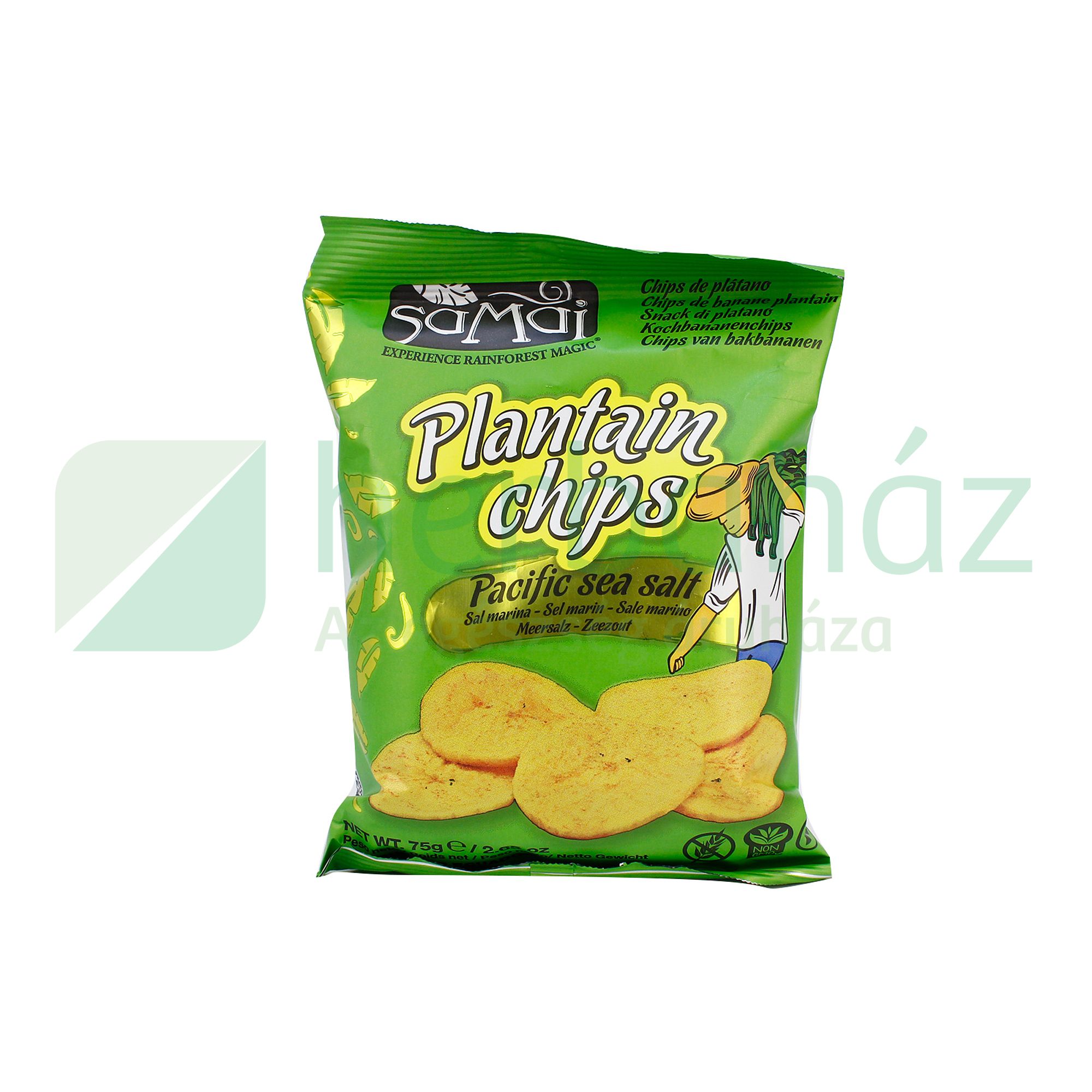 GLUTÉNMENTES  SAMAI PLANTAIN (FŐZŐBANÁN) CHIPS TENGERI SÓS 75G