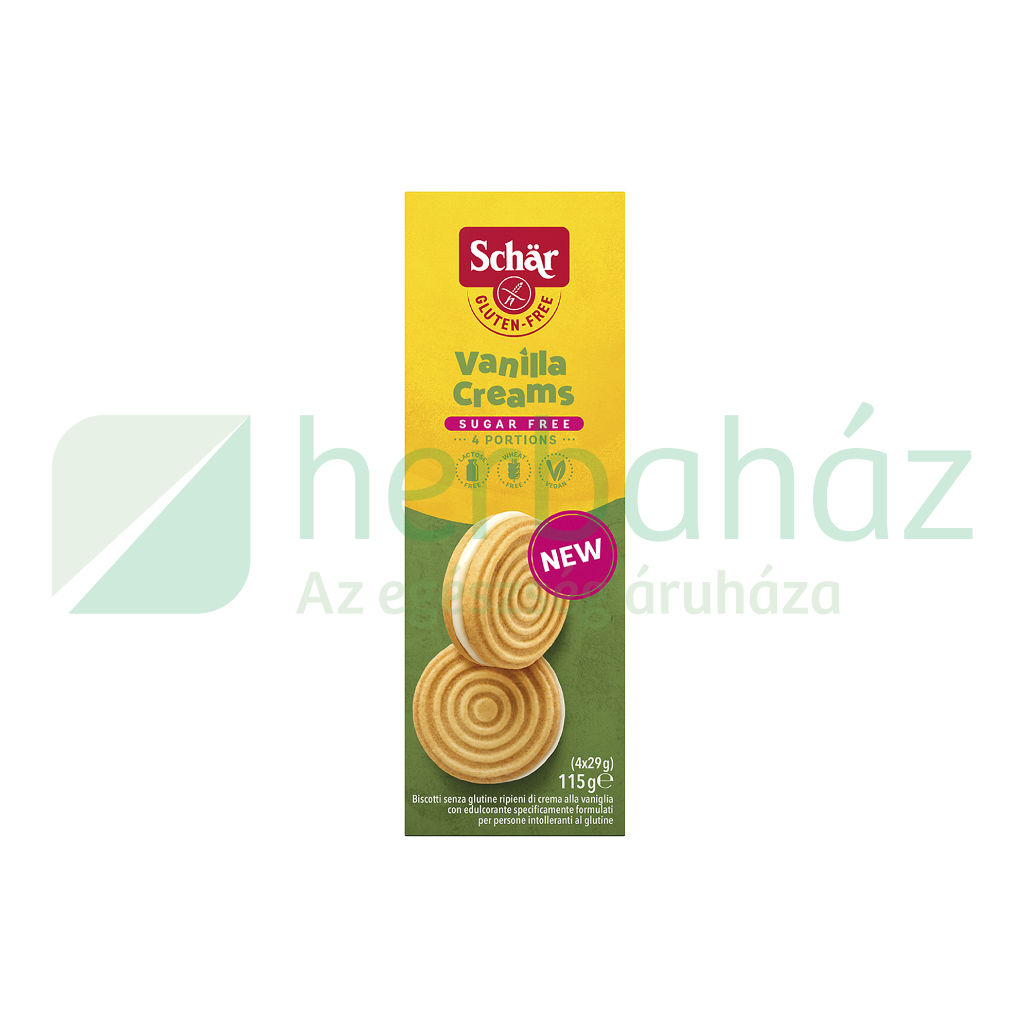 GLUTÉNMENTES SCHAR CUKORMENTES VANILIÁS KEKSZ 115G