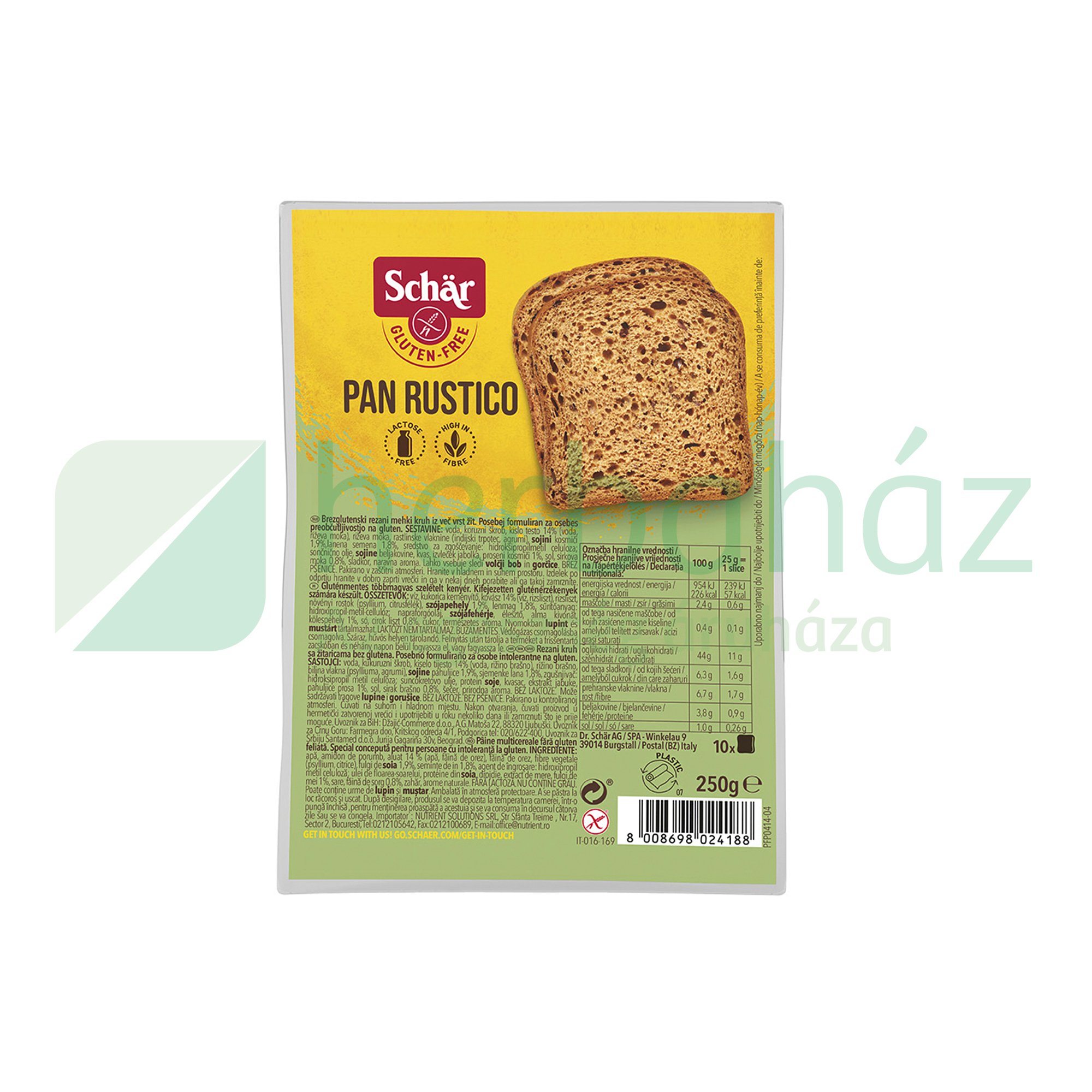 GLUTÉNMENTES SCHAR PAN RUSTICO KENYÉR 250G