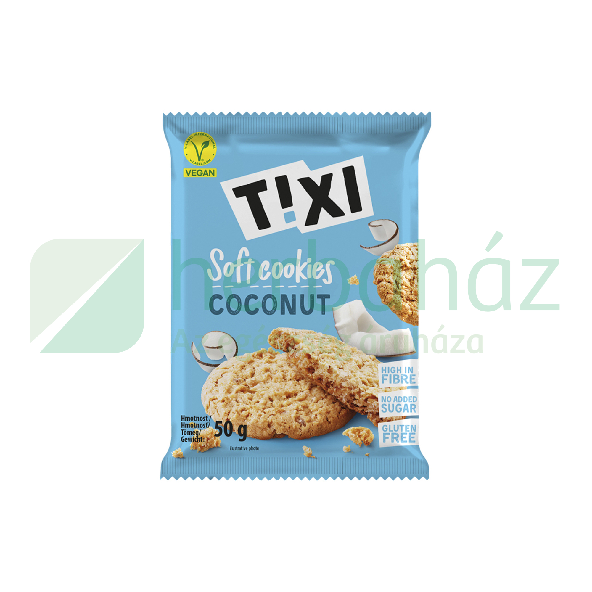 GLUTÉNMENTES T!XI VEGÁN KEKSZ, KÓKUSZOS 50G