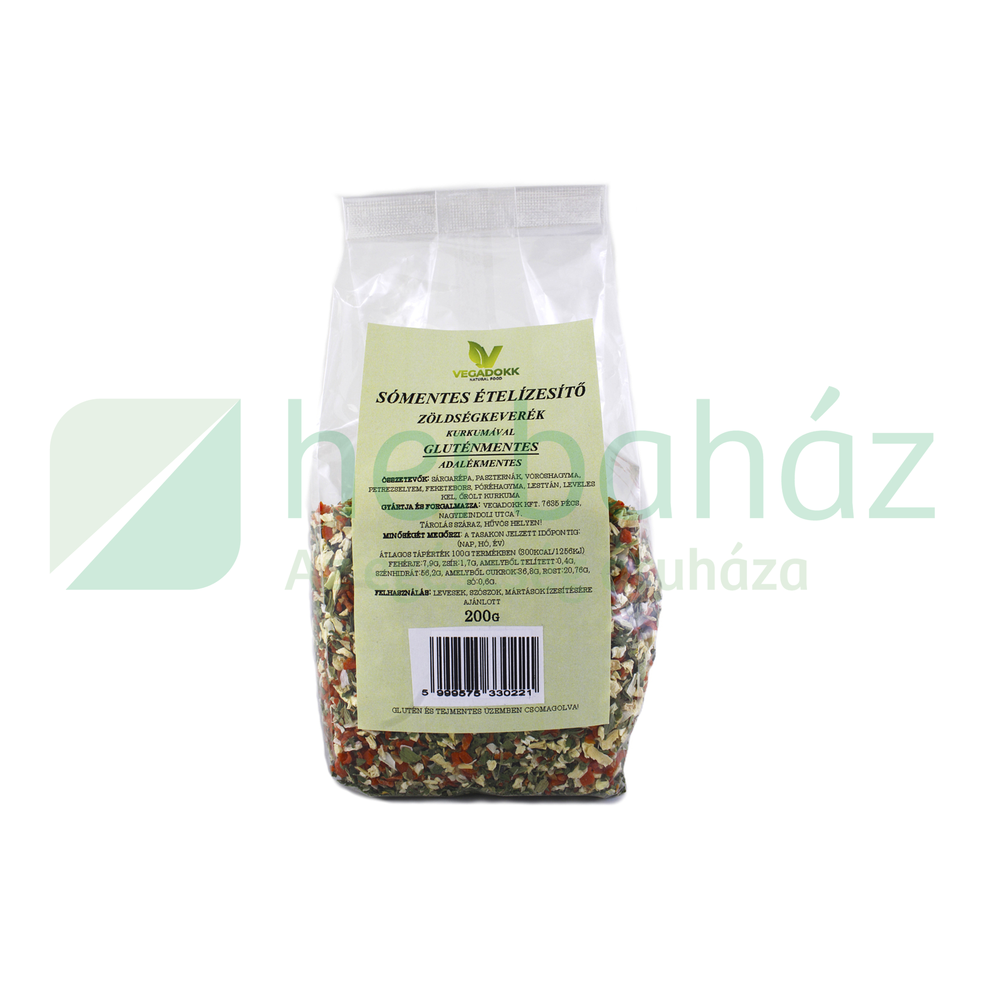 GLUTÉNMENTES VEGADOKK SÓMENTES ÉTELÍZESÍTŐ KURKUMÁVAL 200G