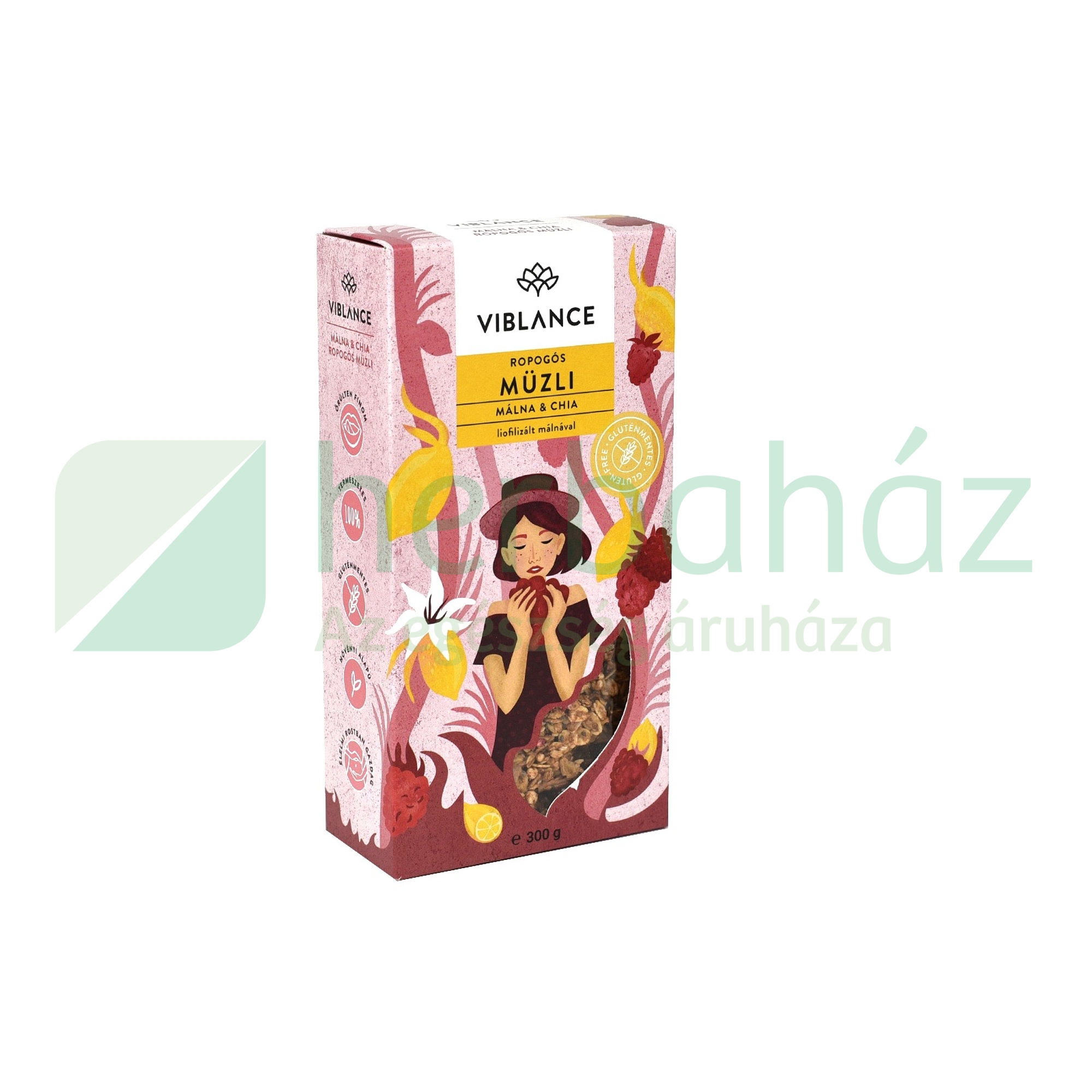 GLUTÉNMENTES VIBLANCE MÁLNA-CHIA ROPOGÓS GRANOLA 300G