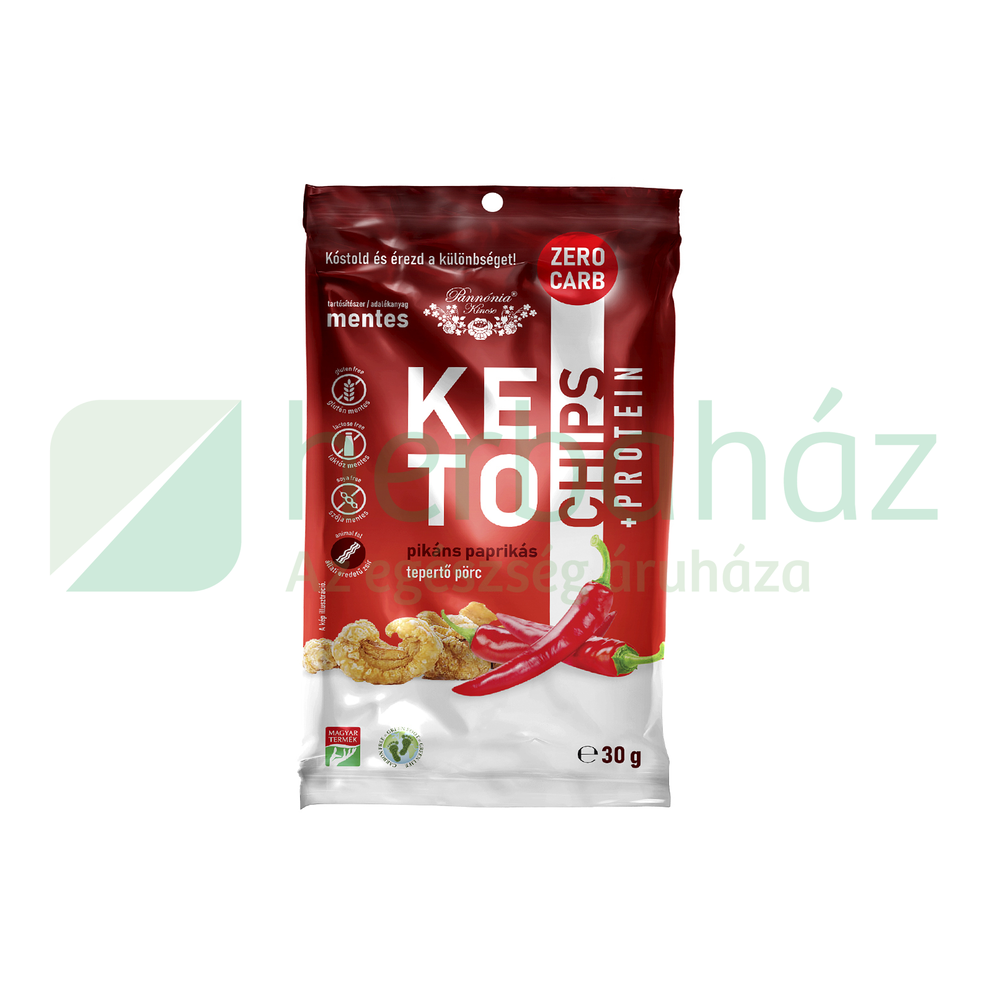 GM PANNÓNIA KETO CHIPS PIKÁNS PAPRIKÁS TEPERTŐ PÖRC 30G