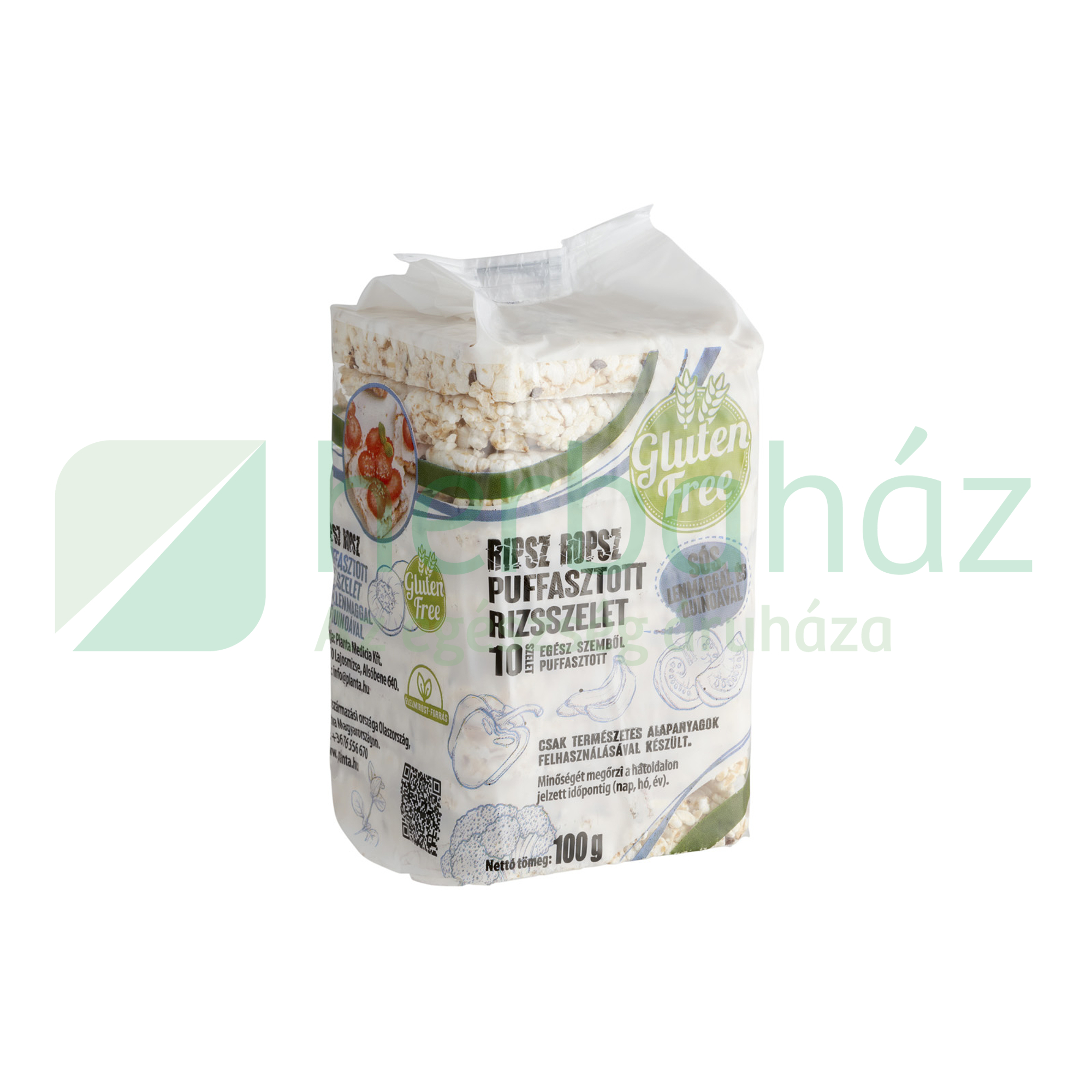 GLUTÉNMENTES RIPSZ ROPSZ PUFFASZTOTT RIZSSZELET SÓS, LENMAGGAL ÉS QUINIÁVAL 100G