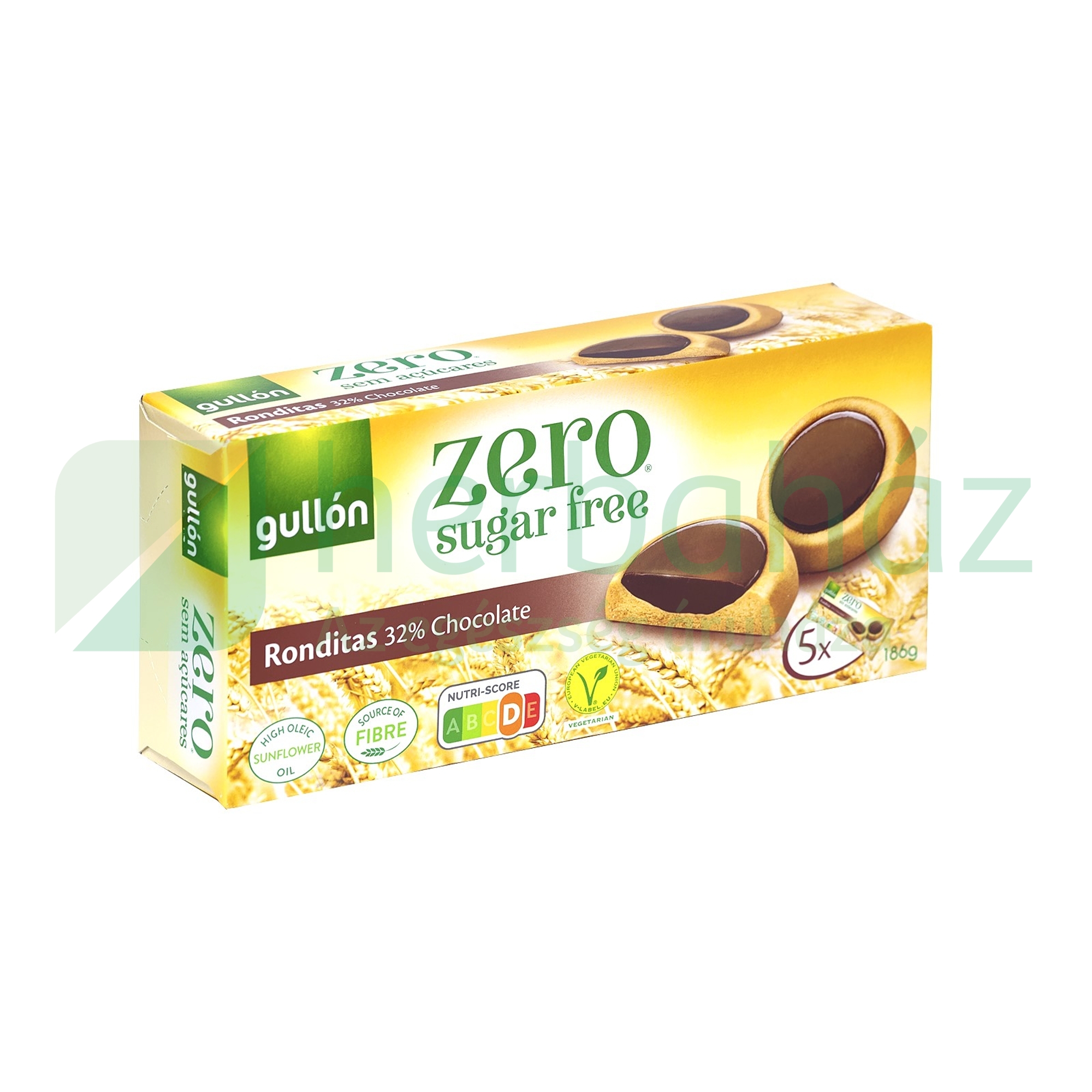GULLON ZERO RONDITAS KEKSZ ÉTCSOKOLÁDÉVAL TÖLTÖTT ÉDESÍTŐSZERREL 186G