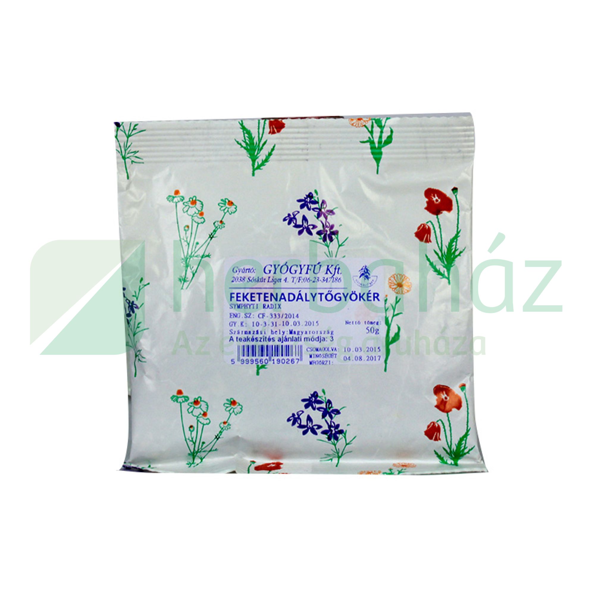 GYÓGYFŰ TEA FEKETE NADÁLYTŐ GYÖKÉR SZÁLAS 50G /CSAK KÜLSŐLEG!/