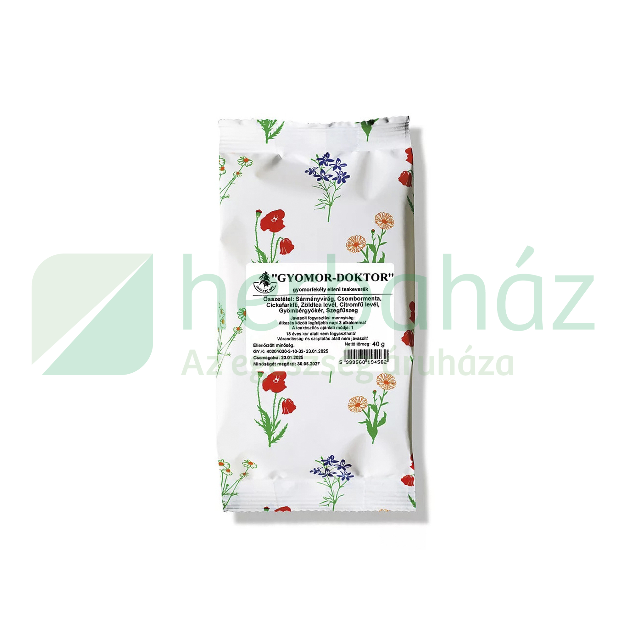 GYÓGYFŰ TEAKEVERÉK GYOMOR-DOKTOR (GYOMORFEKÉLY ELLENI TEAKEVERÉK) SZÁLAS 40G