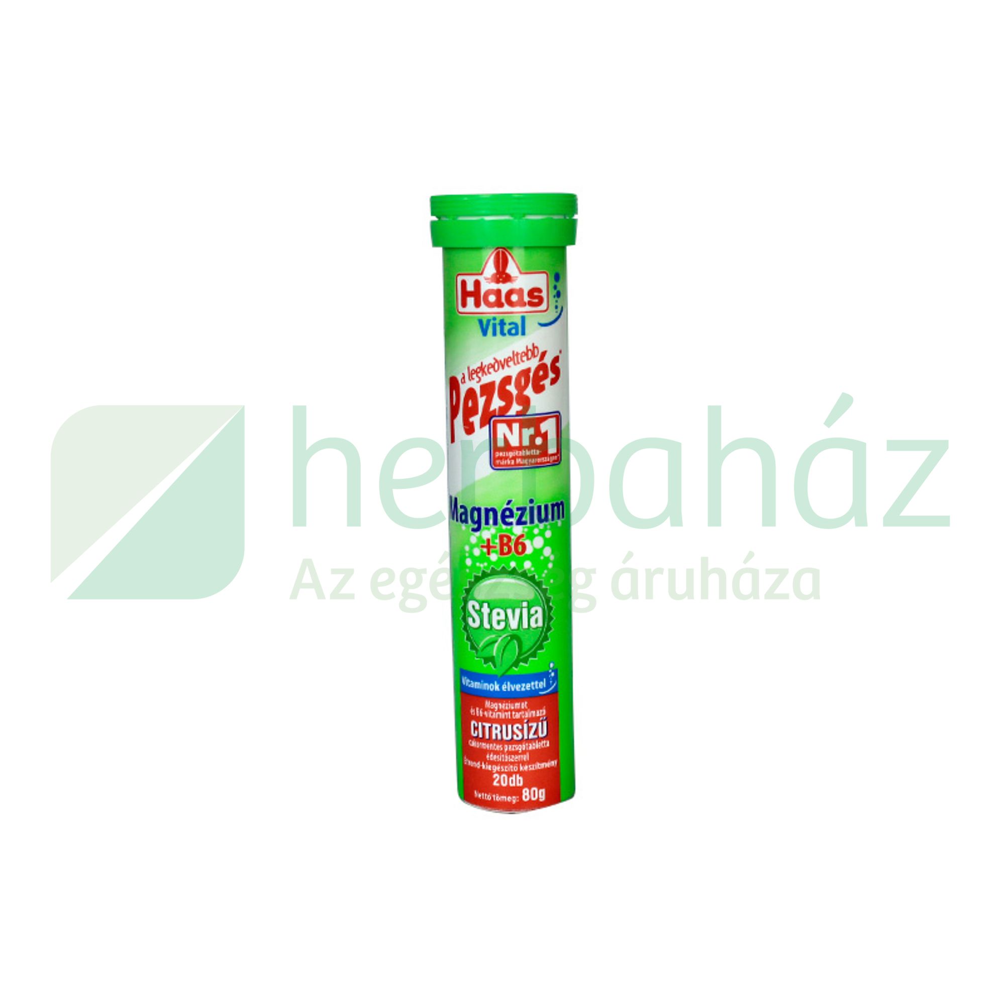 HAAS STEVIA MAGNÉZIUM+B6 80G PEZSGŐTABLETTA 20DB