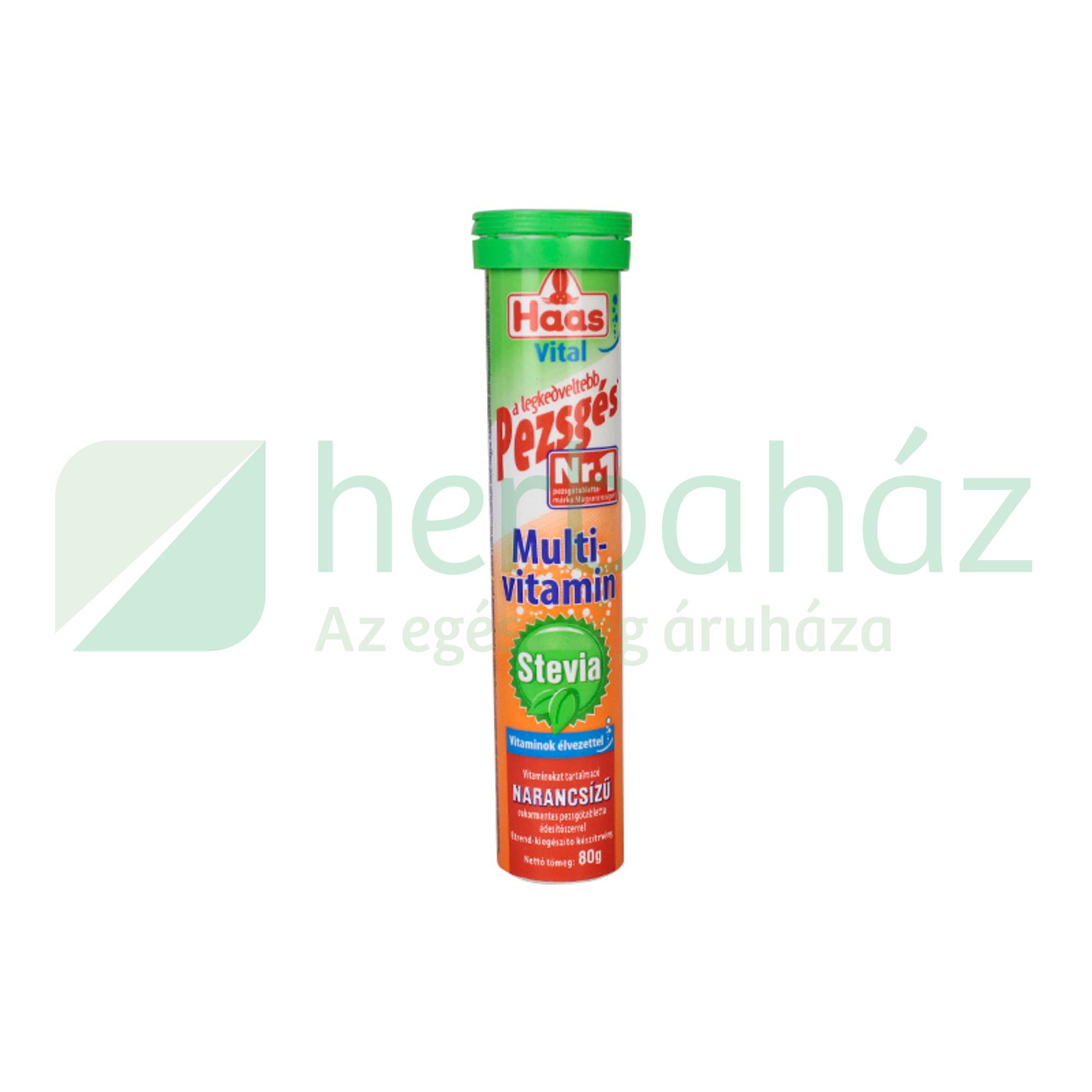 HAAS STEVIA MULTIVITAMIN 80G PEZSGŐTABLETTA 20DB