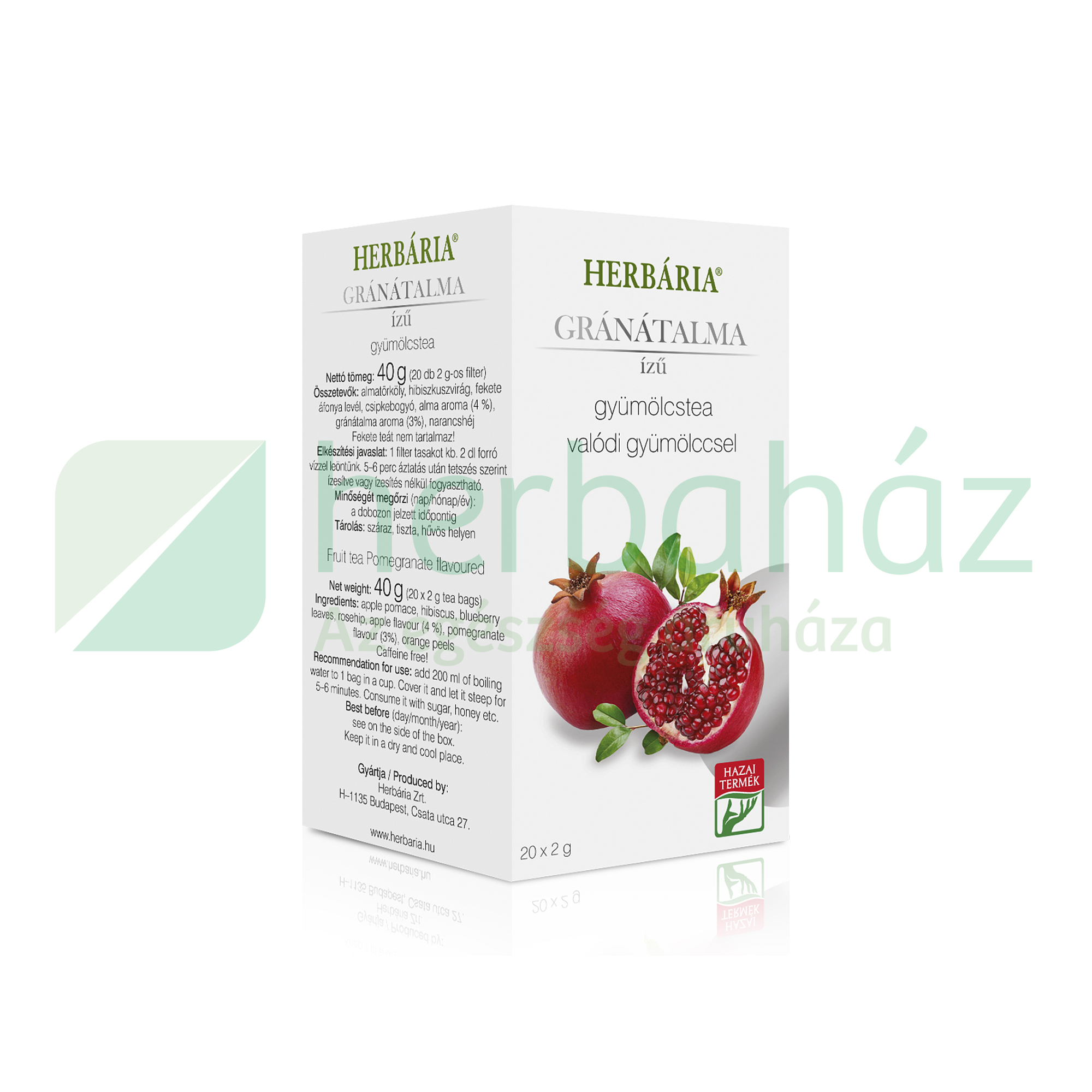 HERBÁRIA GYÜMÖLCSTEA GRÁNÁTALMA ÍZŰ FILTERES 40G