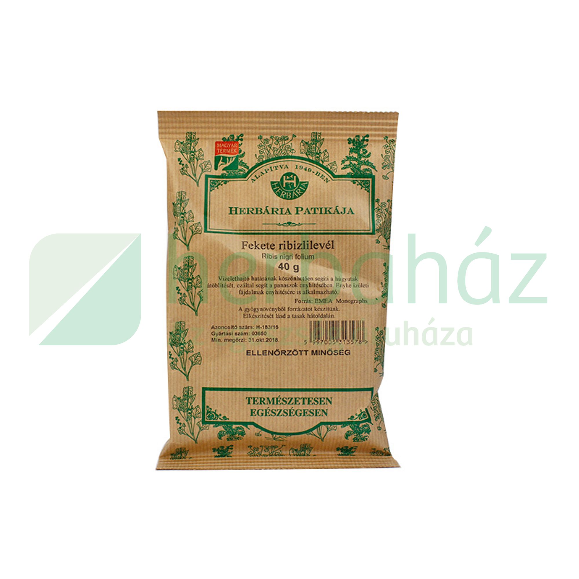 HERBÁRIA TEA FEKETERIBIZLI LEVÉL SZÁLAS 40G