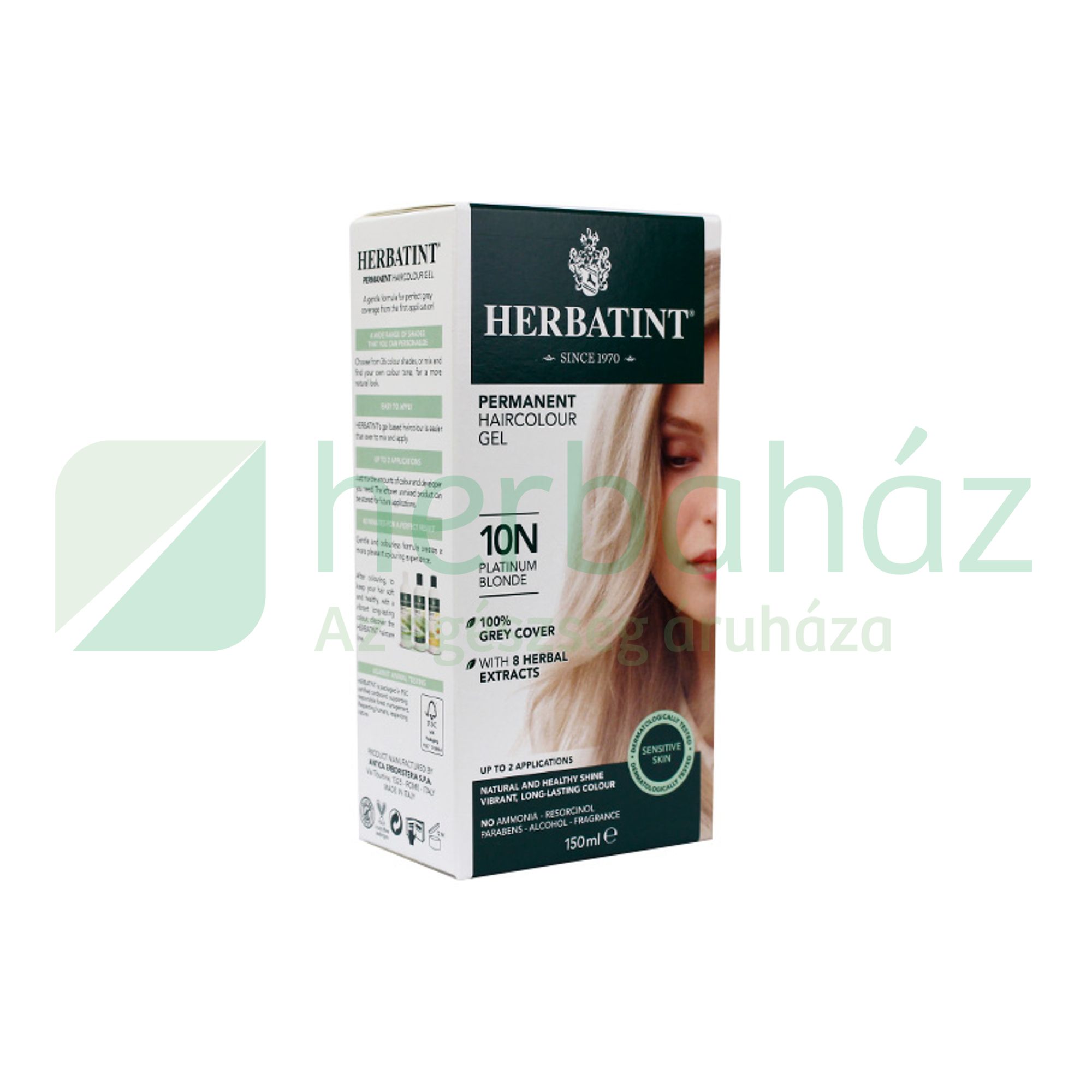 HERBATINT TERMÉSZETES TARTÓS HAJFESTÉK 10N (PLATINASZŐKE) 150ML