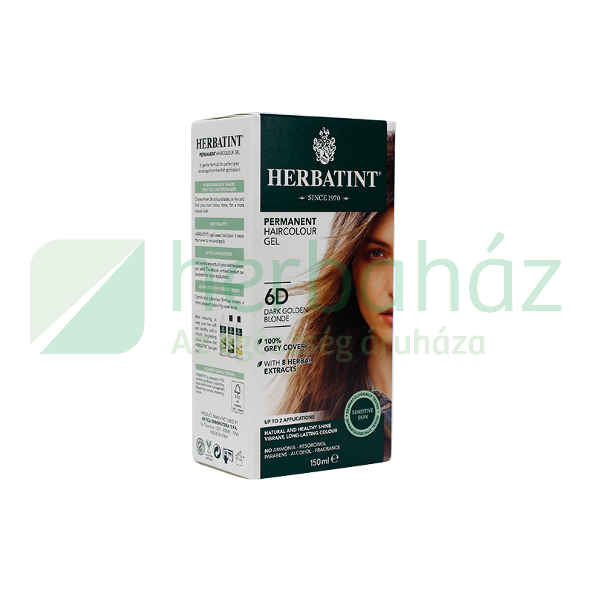 HERBATINT TERMÉSZETES TARTÓS HAJFESTÉK 6D (SÖTÉT ARANYSZŐKE) 150ML