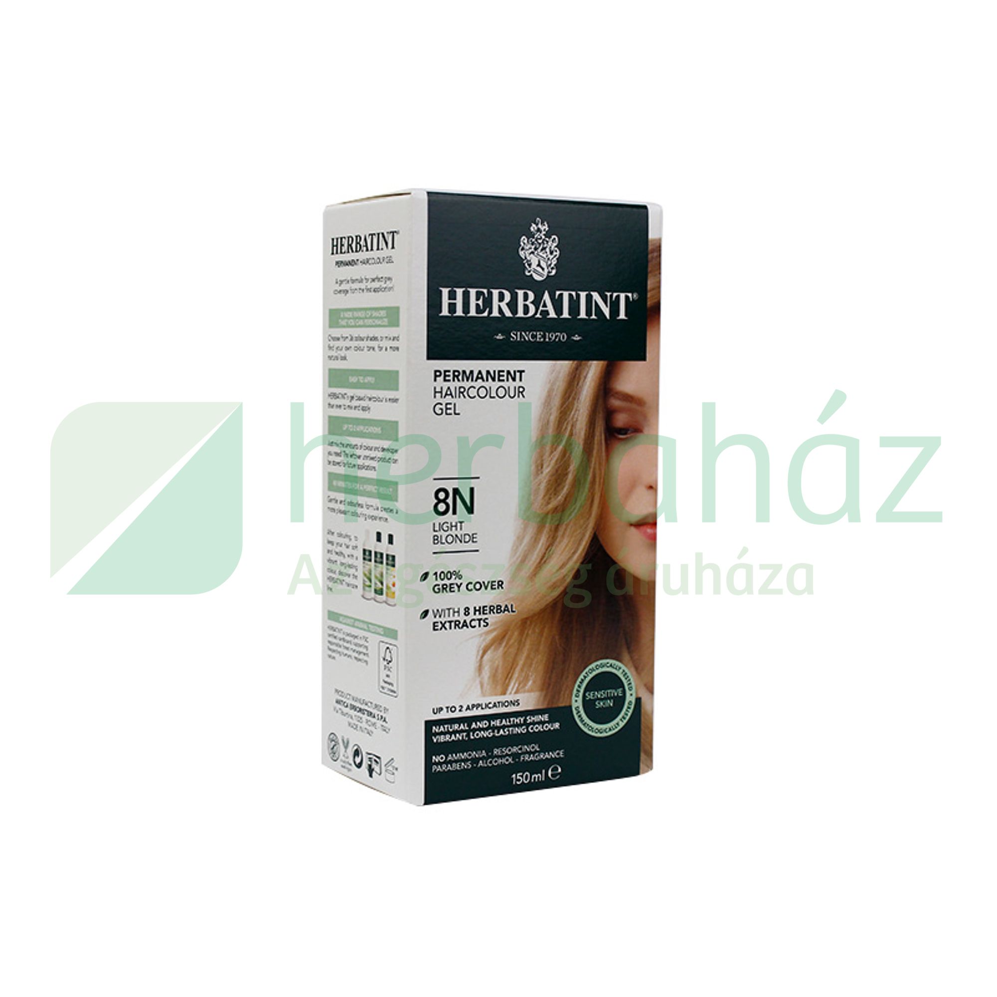 HERBATINT TERMÉSZETES TARTÓS HAJFESTÉK 8N (VILÁGOS SZŐKE) 150ML