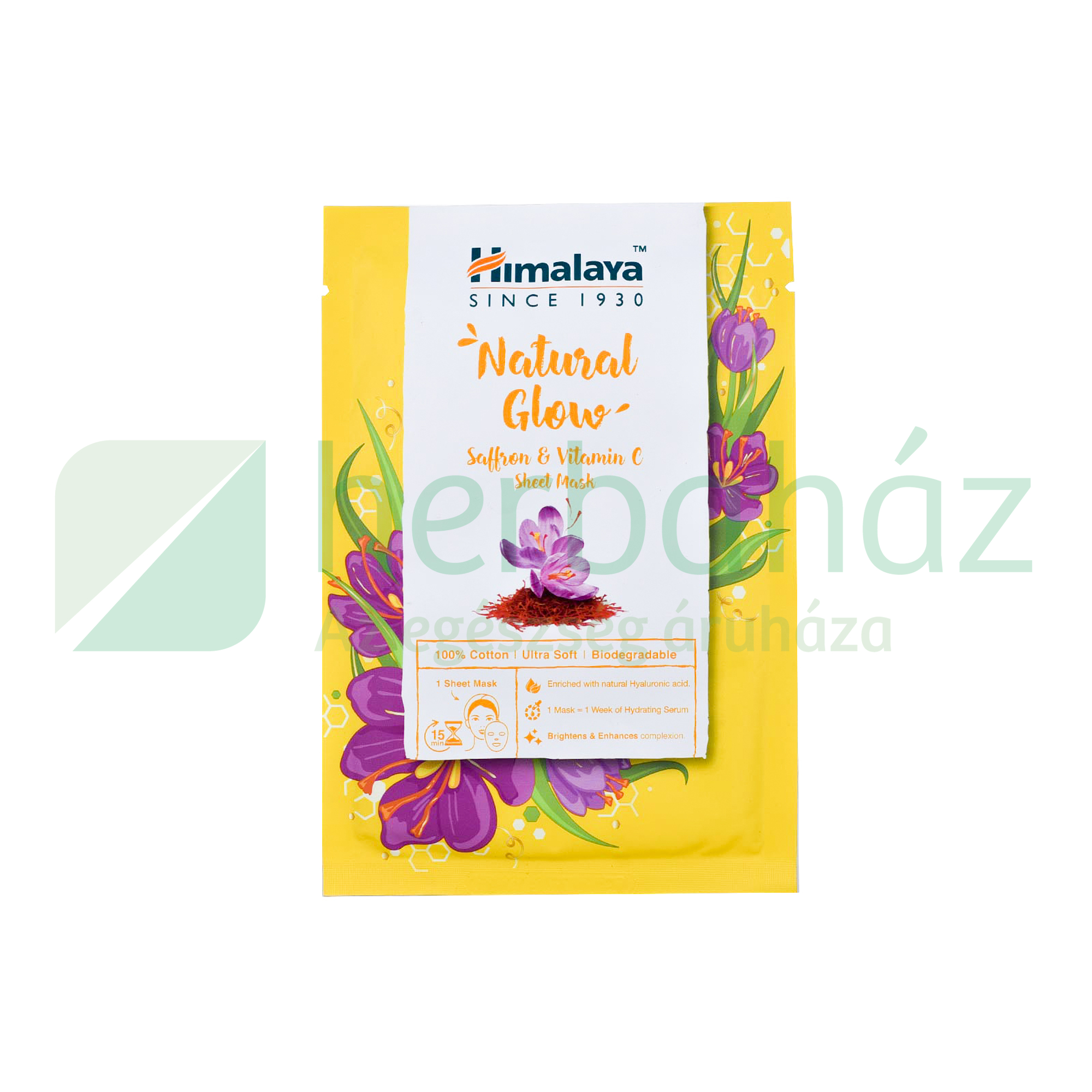 HIMALAYA TERMÉSZETES RAGYOGÁS TEXTILMASZK SÁFRÁNNYAL ÉS C-VITAMINNAL 1DB