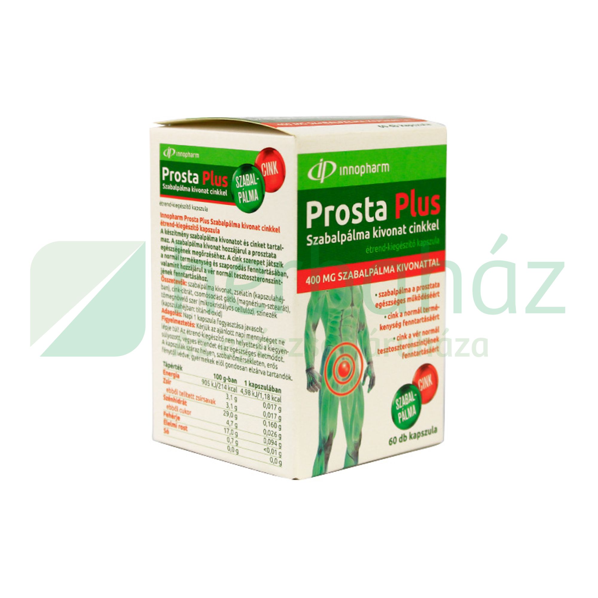 INNOPHARM PROSTA PLUS 400MG SZABALPÁLMA KIVONATTAL + CINKKEL KAPSZULA 60DB