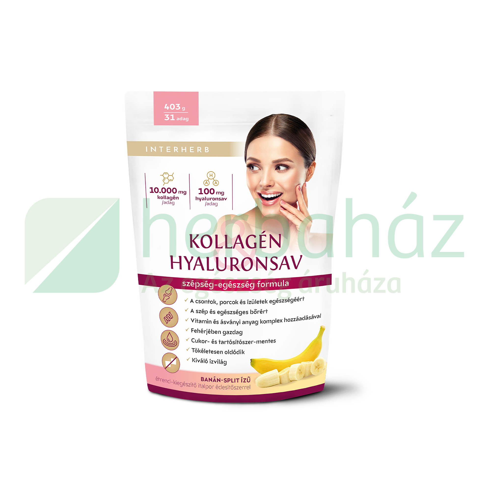 INTERHERB KOLLAGÉN&HYALURONSAV ITALPOR BANÁN-SPLIT ÍZŰ 403G