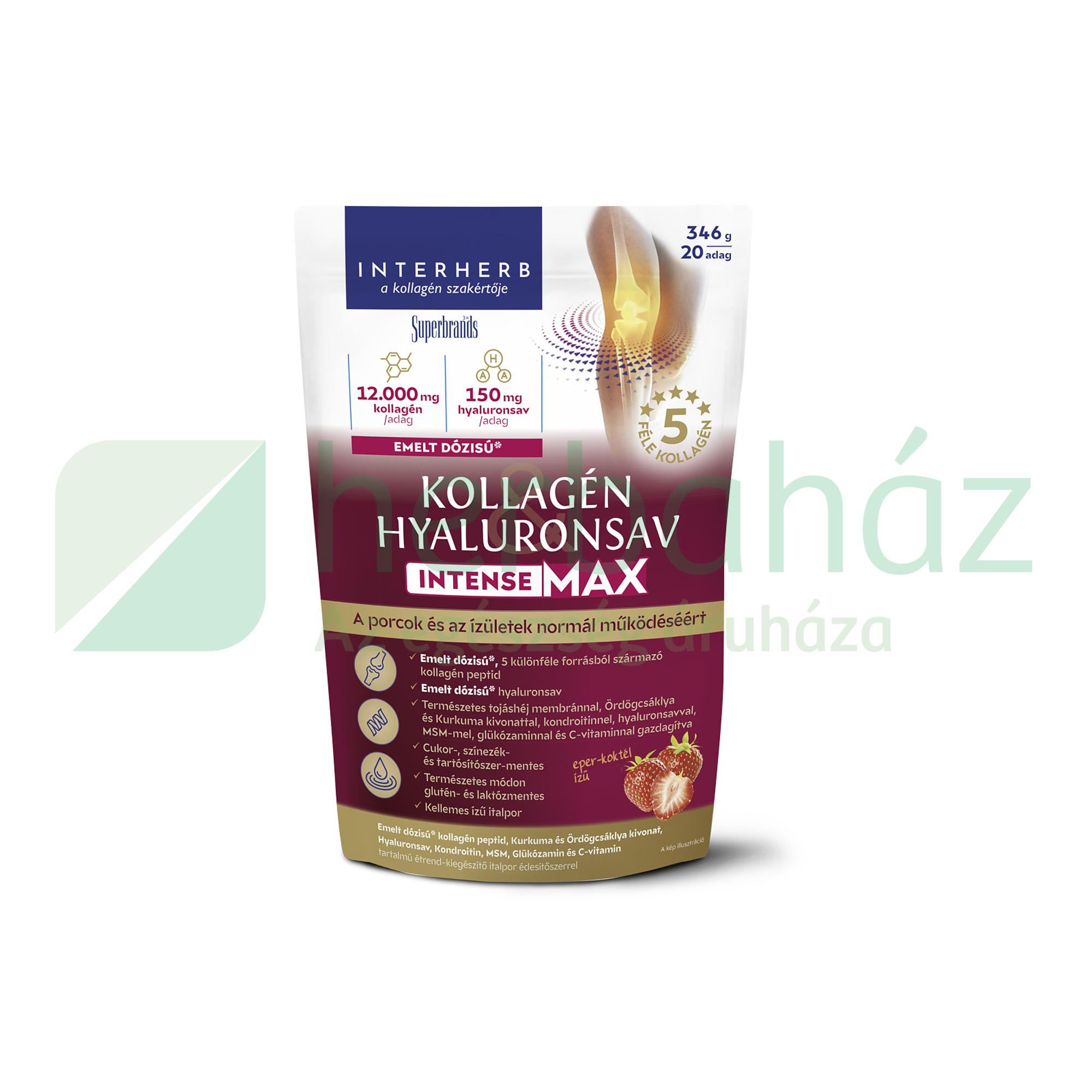 INTERHERB KOLLAGÉN&HYALURONSAV INTENSE-MAX PORCÉPÍTŐ ITALPOR EPER-KOKTÉL ÍZŰ 346G