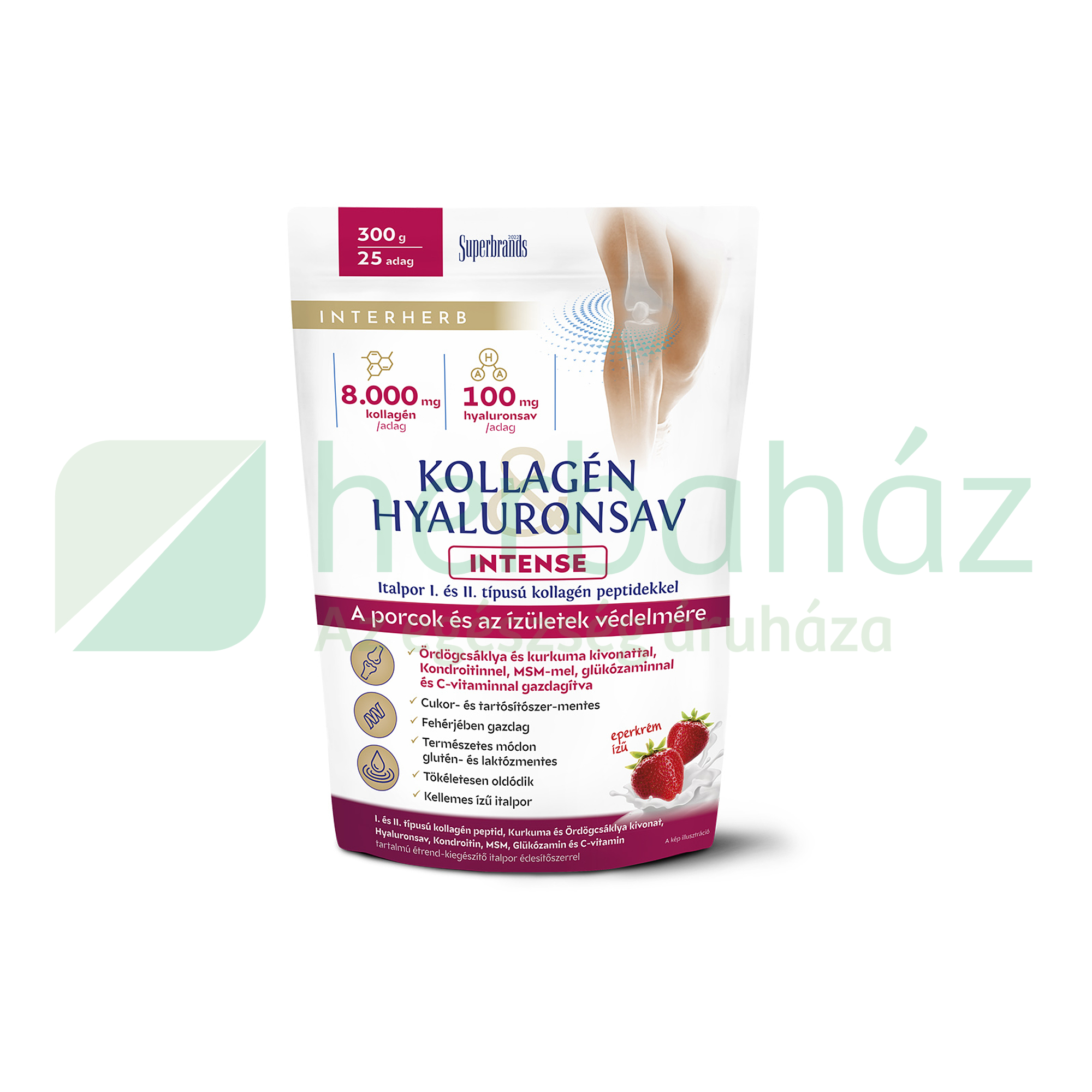 INTERHERB KOLLAGÉN&HYALURONSAV INTENSE PORCÉPÍTŐ ITALPOR EPERKRÉM ÍZŰ 300G