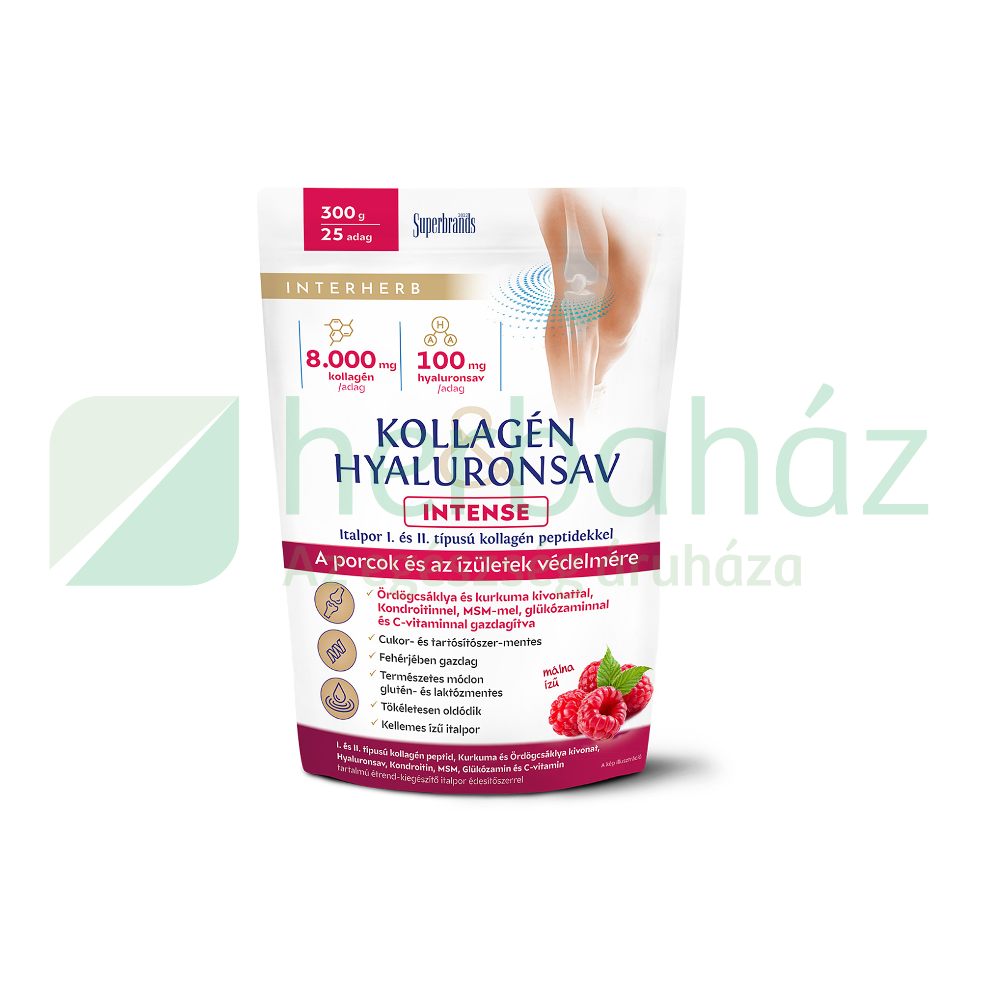 INTERHERB KOLLAGÉN&HYALURONSAV INTENSE PORCÉPÍTŐ ITALPOR MÁLNAÍZŰ 300G