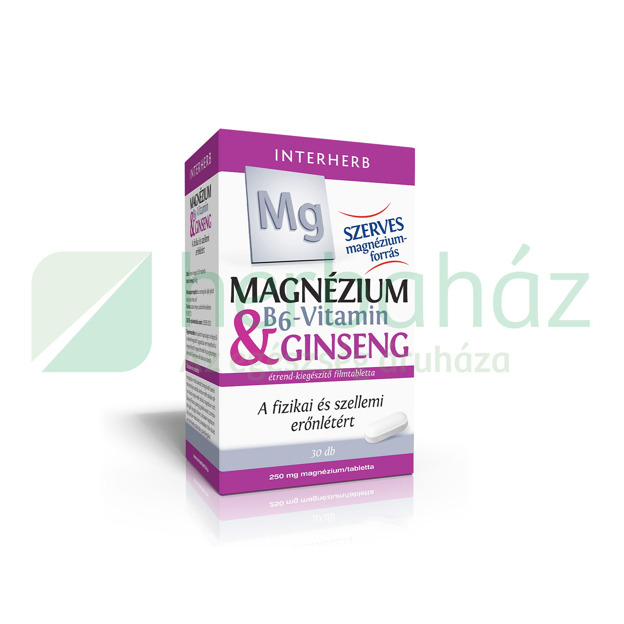 INTERHERB MAGNÉZIUM 250MG-B6-VITAMIN-GINSENG TABLETTA 30DB