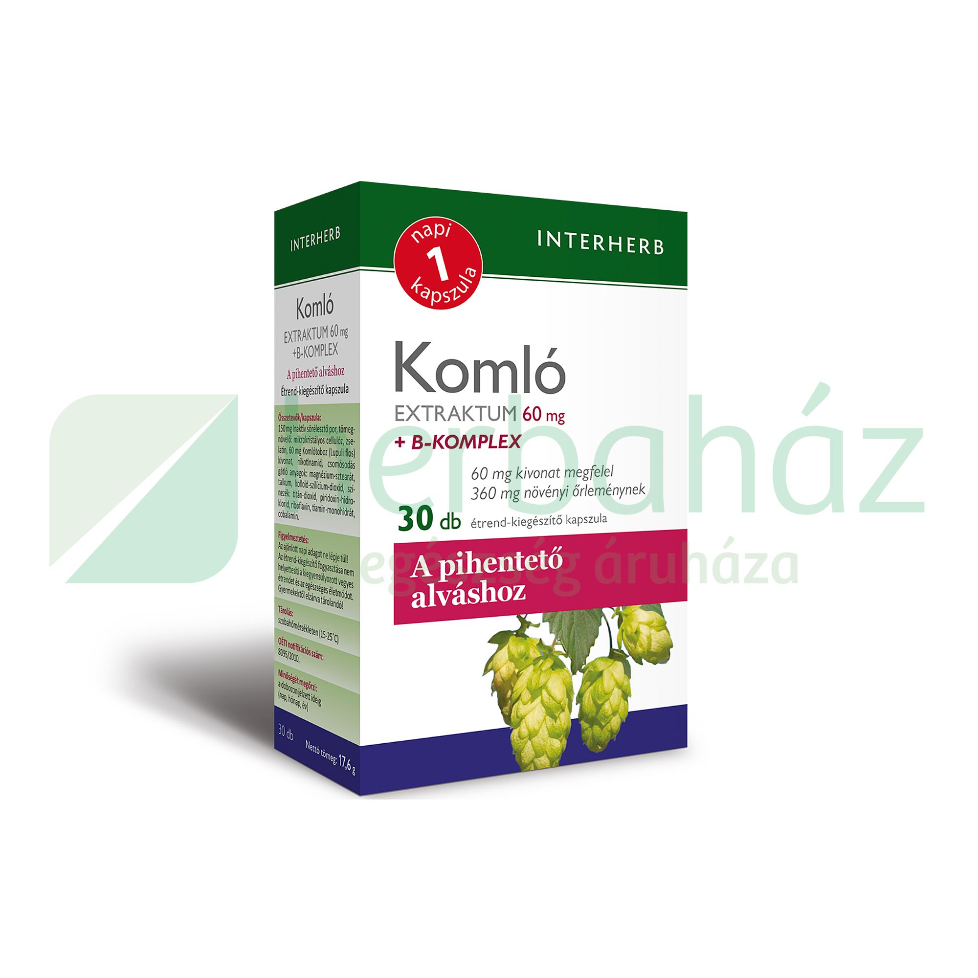 INTERHERB NAPI 1 KOMLÓ EXTRAKTUM + B-KOMPLEX KAPSZULA 30DB