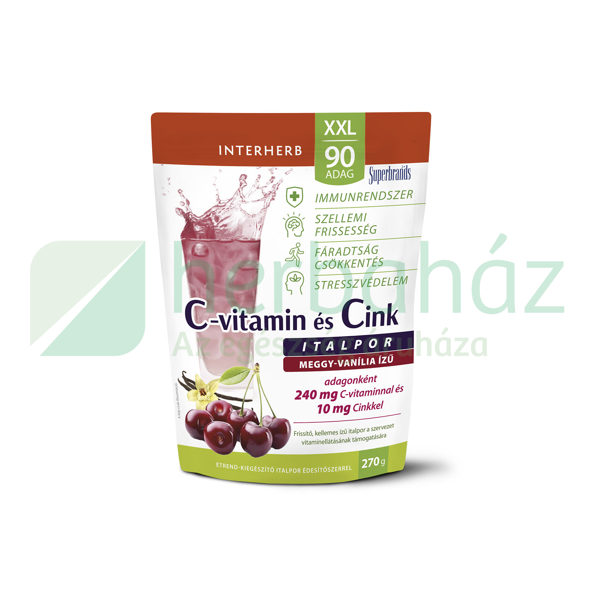 INTERHERB XXL C-VITAMIN + CINK MEGGY-VANÍLIA ÍZŰ ITALPOR 90 ADAG 270G