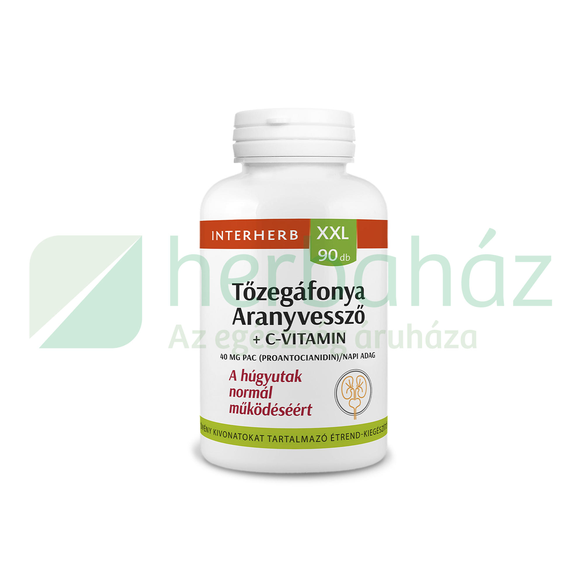 INTERHERB XXL TŐZEGÁFONYA+ARANYVESSZŐ+C-VITAMIN TABLETTA 90DB