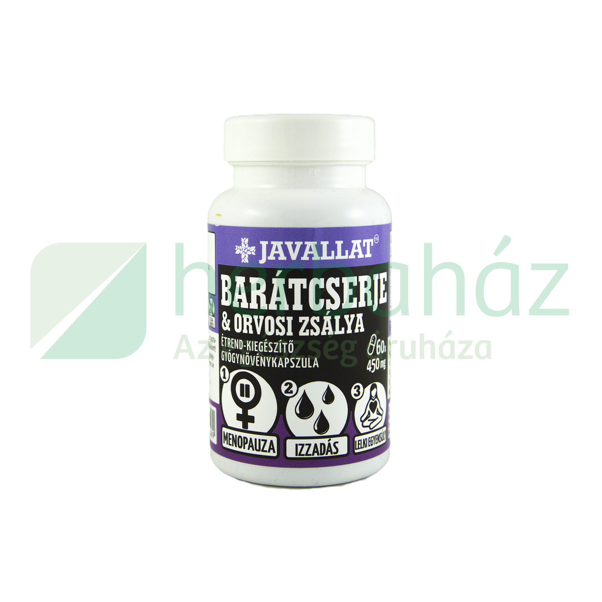 JAVALLAT BARÁTCSERJE ÉS ORVOSI ZSÁLYA ÉTREND-KIEGÉSZÍTŐ GYÓGYNÖVÉNYKAPSZULA 60DB