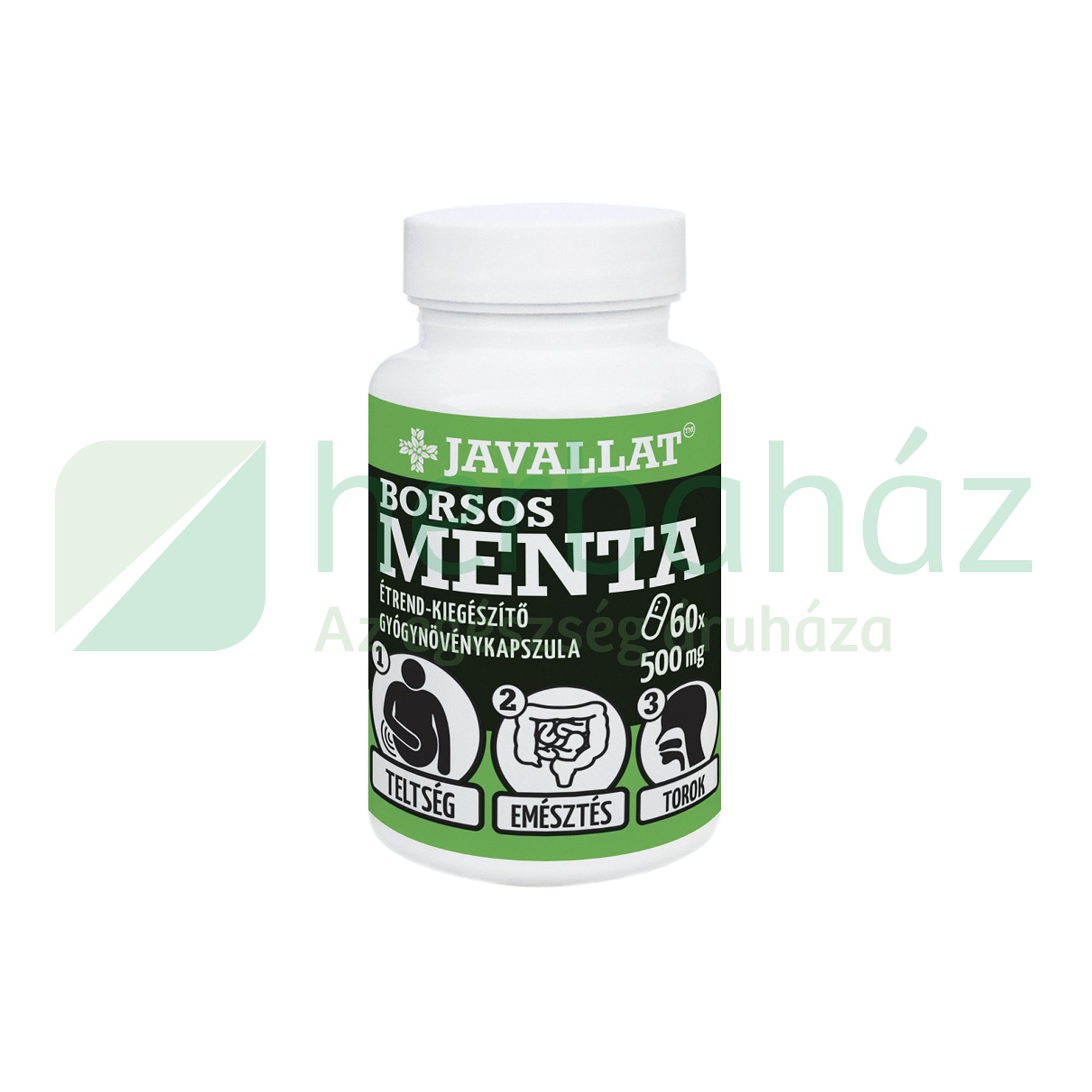 JAVALLAT BORSOS MENTA ÉTREND-KIEGÉSZÍTŐ GYÓGYNÖVÉNYKAPSZULA 60DB
