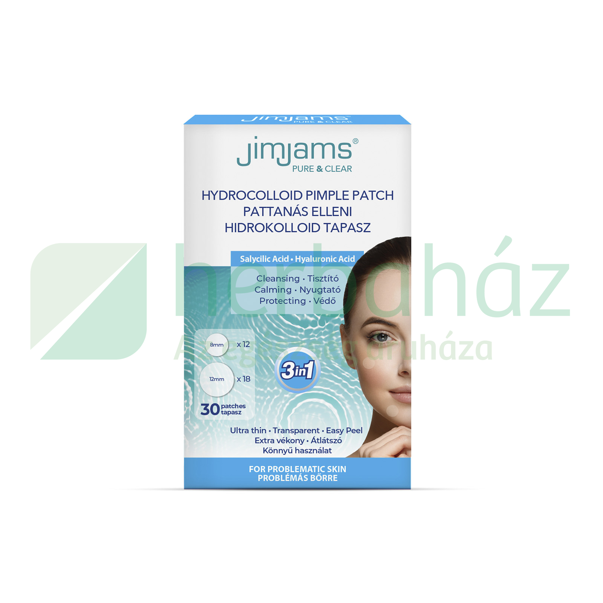 JIMJAMS PURE ÉS CLEAR HIDROKOLLOID PATTANÁSTAPASZ BHA + HA 3IN1 30DB