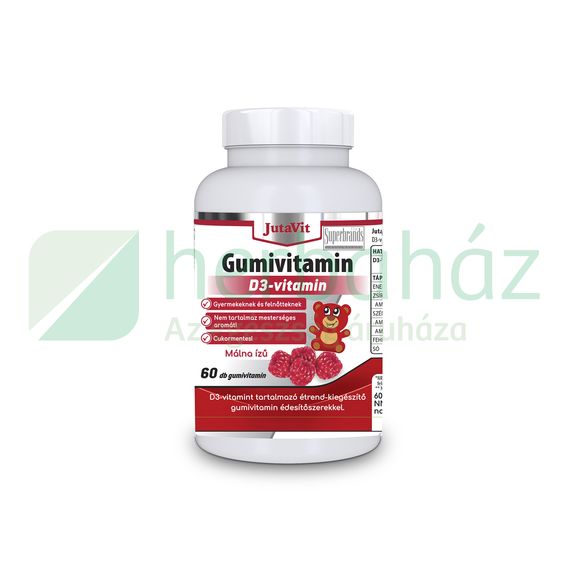 JUTAVIT GUMIVITAMIN D3-VITAMIN MÁLNA ÍZŰ 60DB