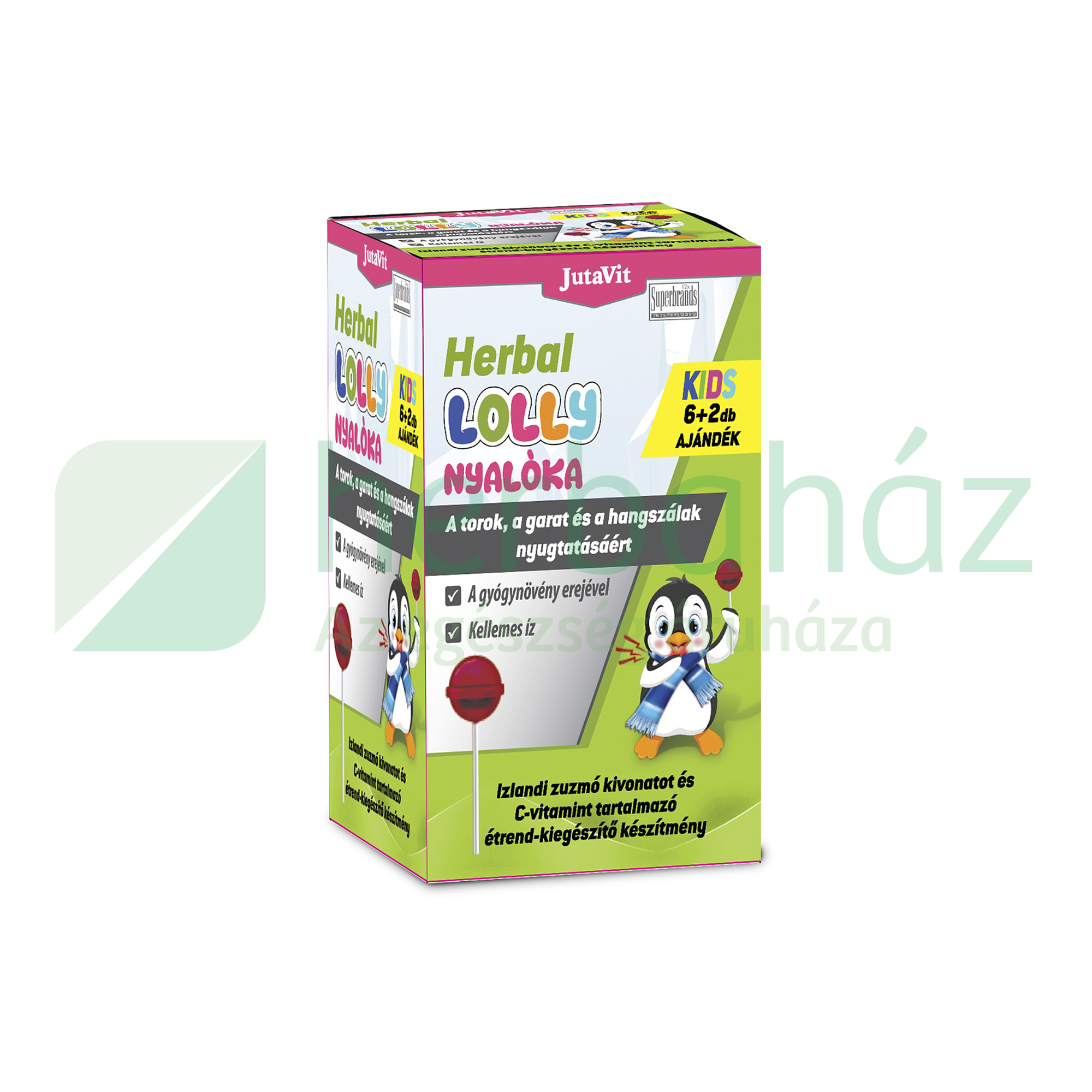 JUTAVIT HERBAL LOLLY TOROK NYALÓKA KIDS 6+2DB